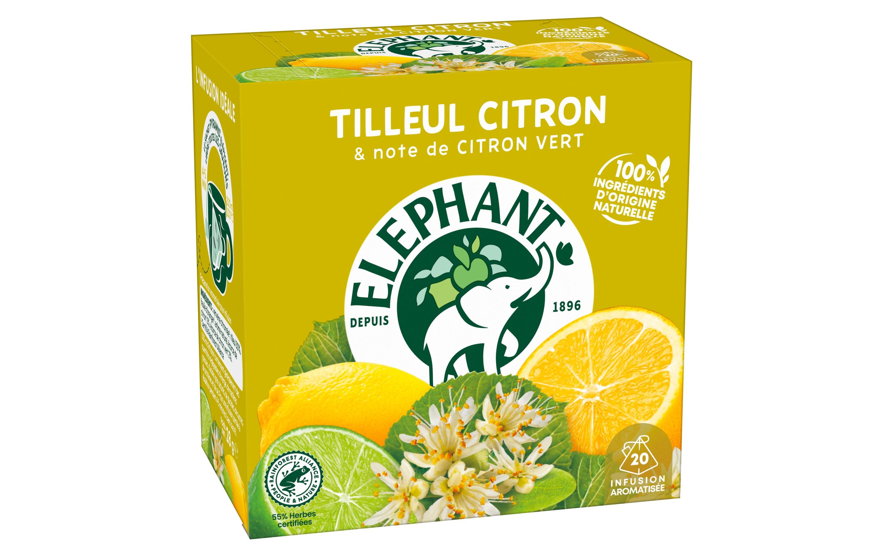 Eléphant Teebeutel Infusion Tilleul Citron 20 Stück