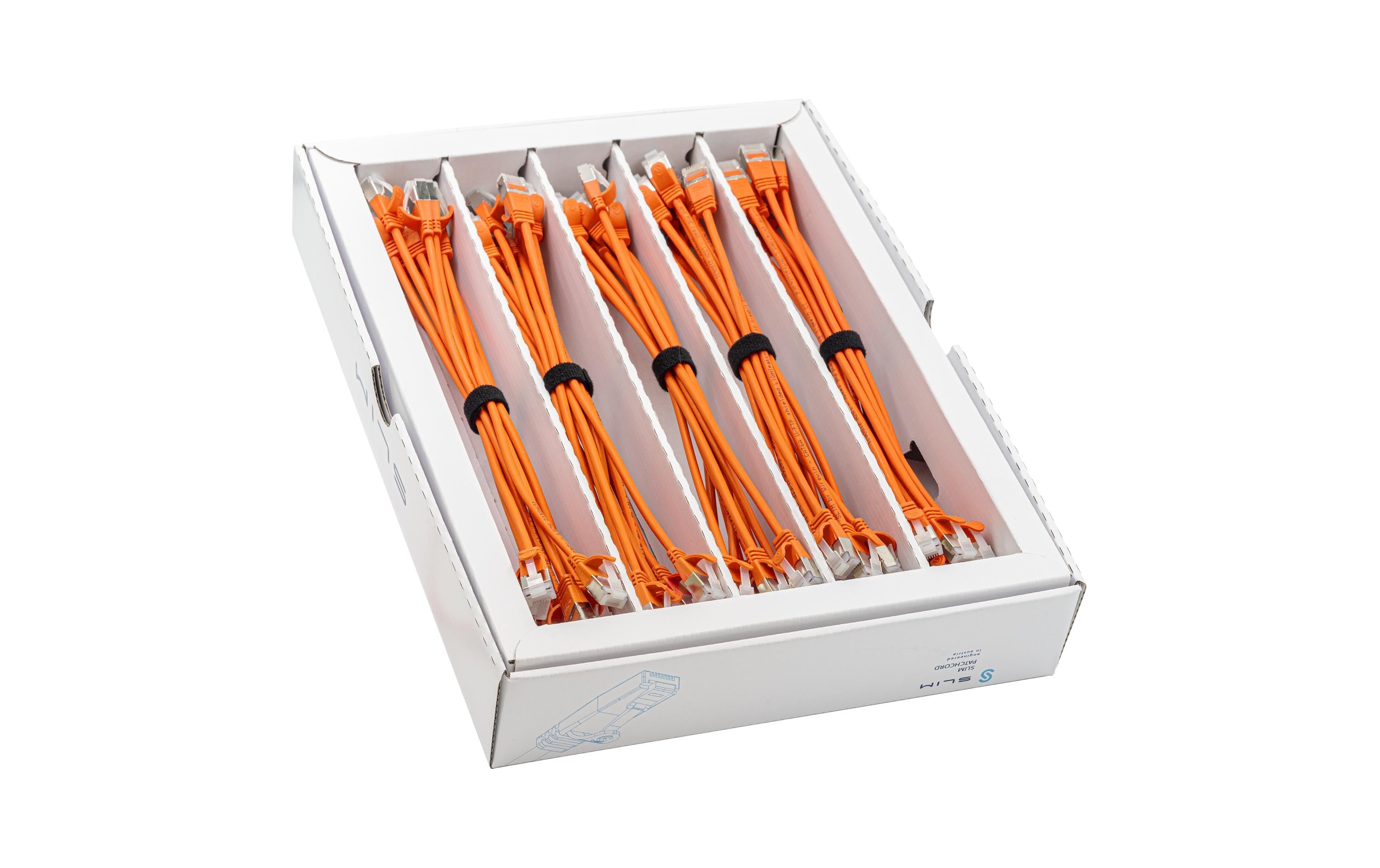 SLIM Slimpatchkabel RJ-45, Cat 6A, U/FTP, 0.25 m, Orange,50-Pack