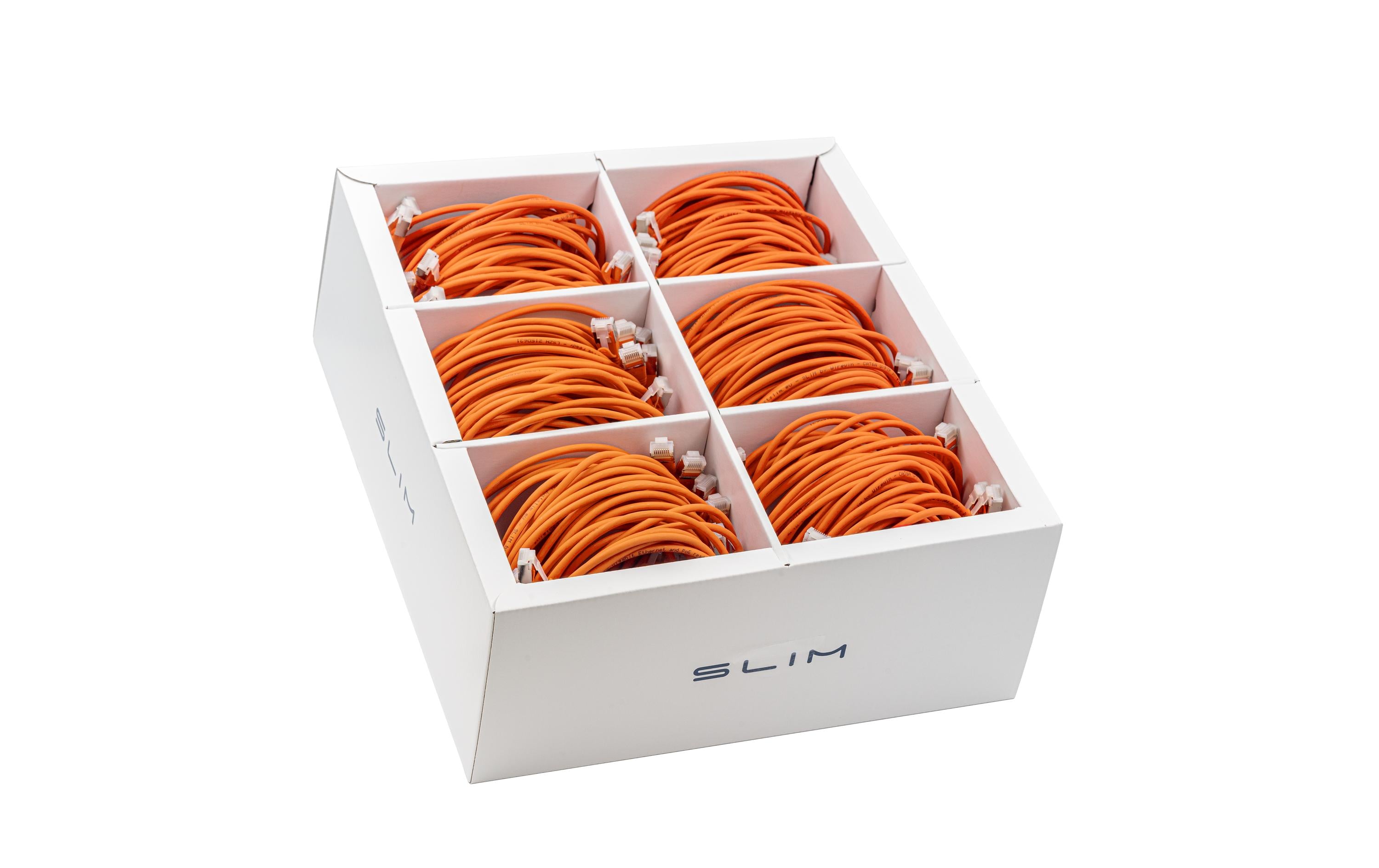 SLIM Slimpatchkabel RJ-45, Cat 6A, U/FTP, 2 m, Orange, 60-Pack