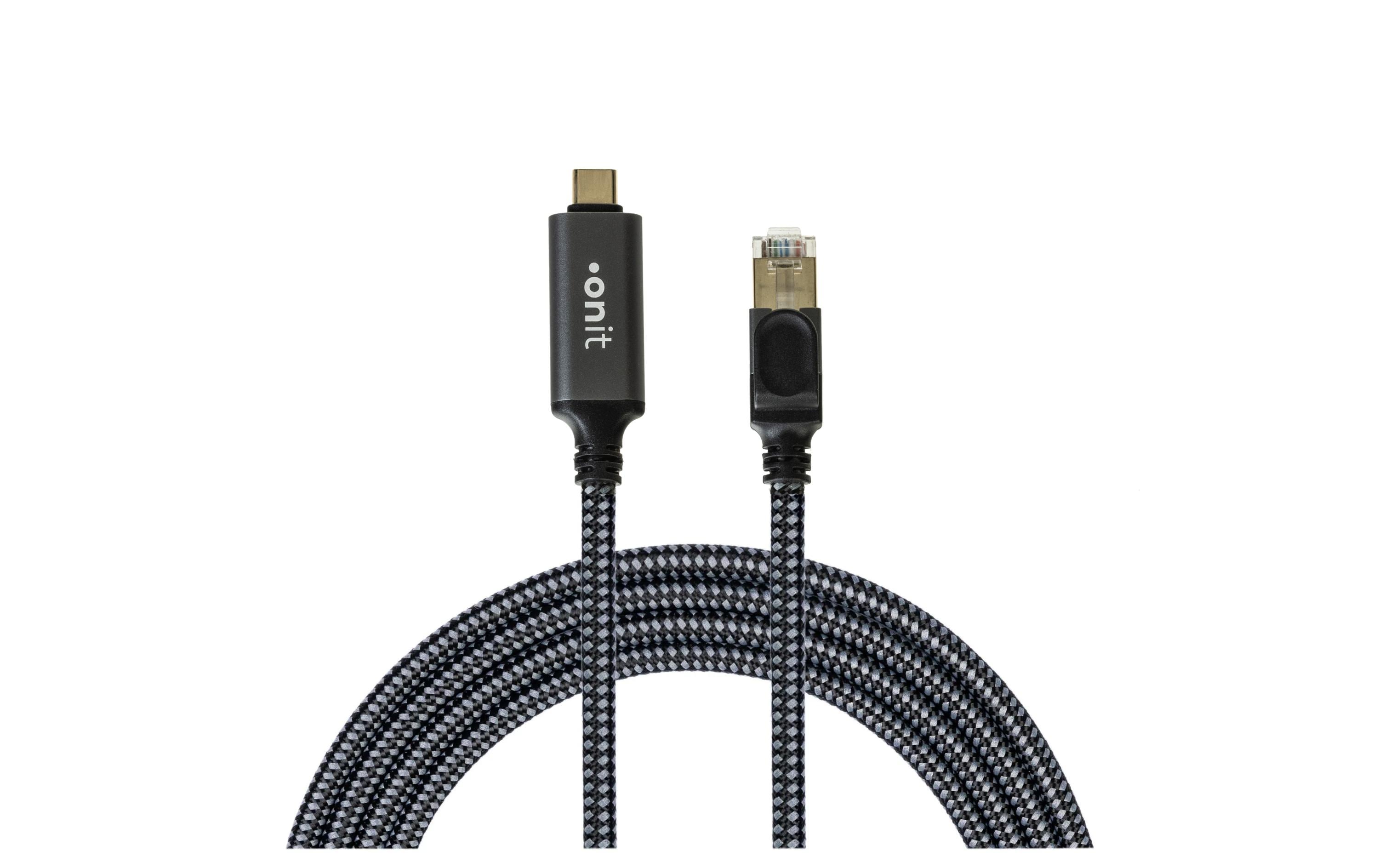 onit Adapterkabel USB-C – RJ45 Grau/Schwarz, 5 m