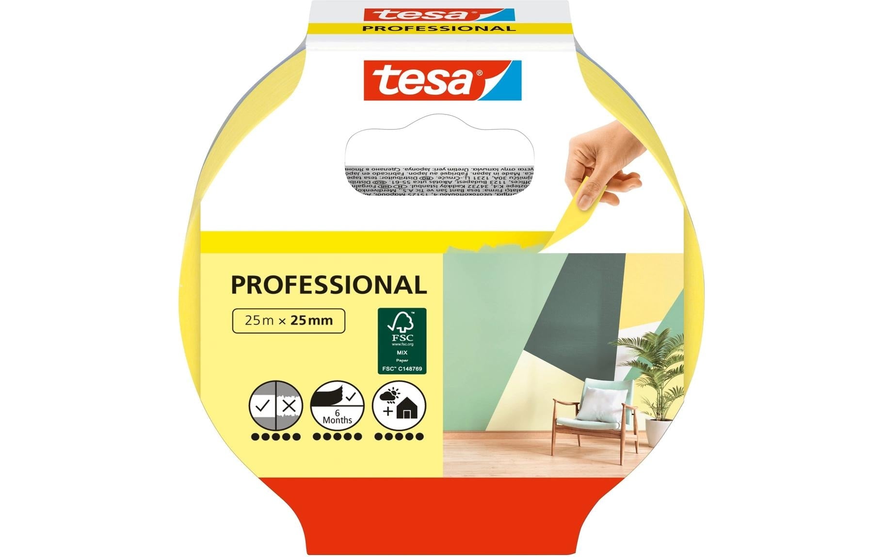 tesa Malerband Malerkrepp Professional 25m x 25 mm