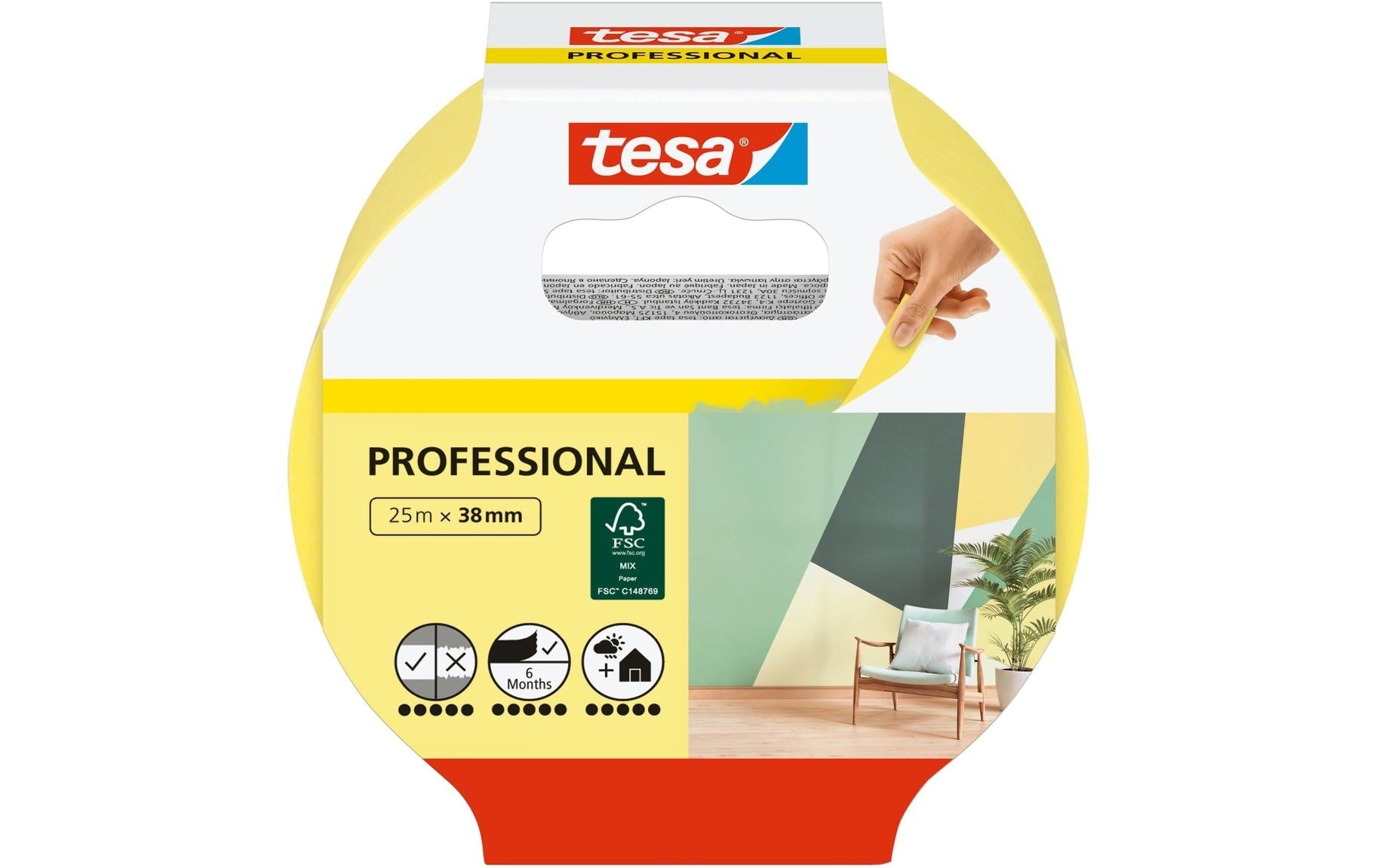 tesa Malerband Malerkrepp Professional 25m x 38 mm