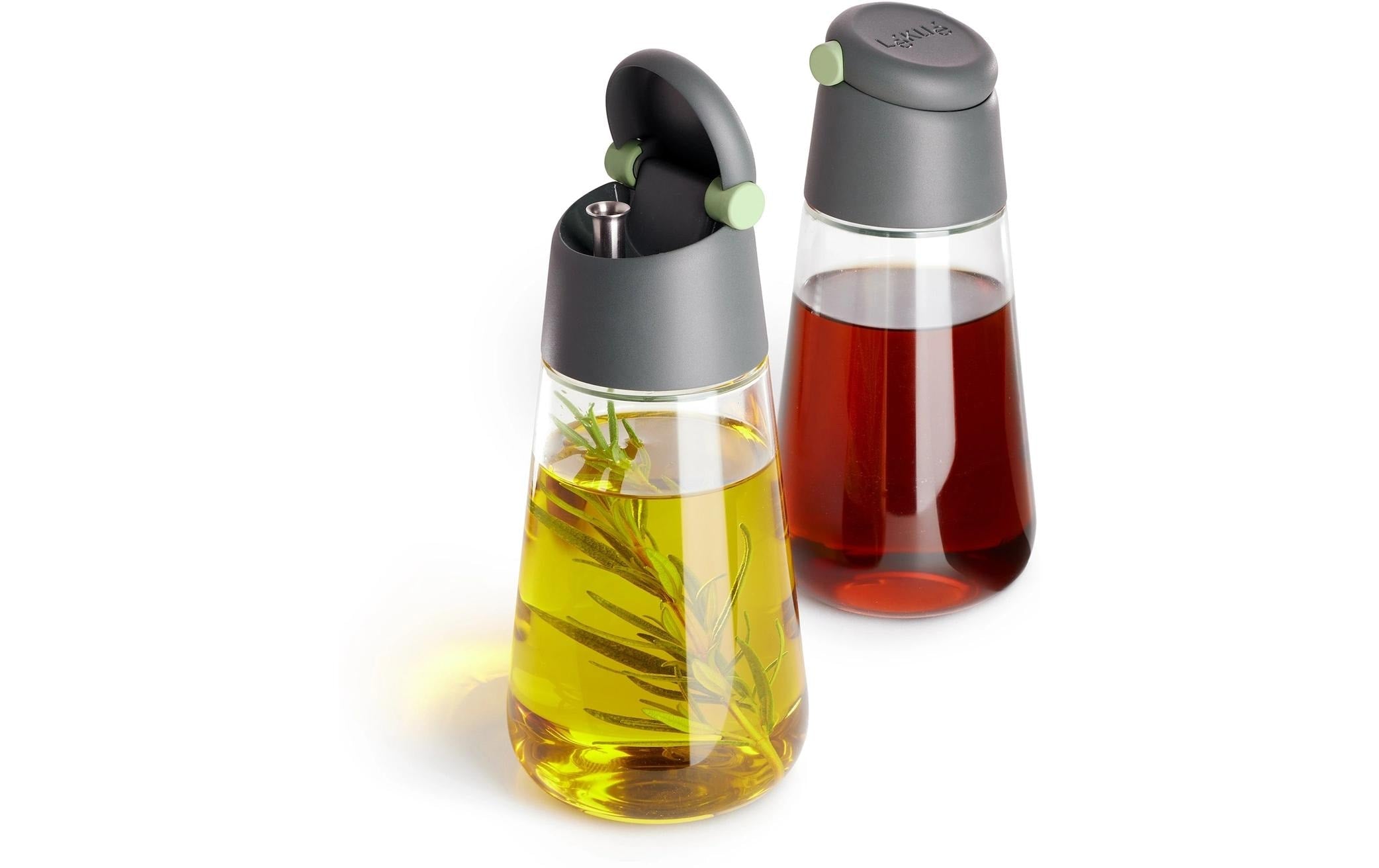 Lékué Öl & Essig Spender 2er-Set, Glas, Grau