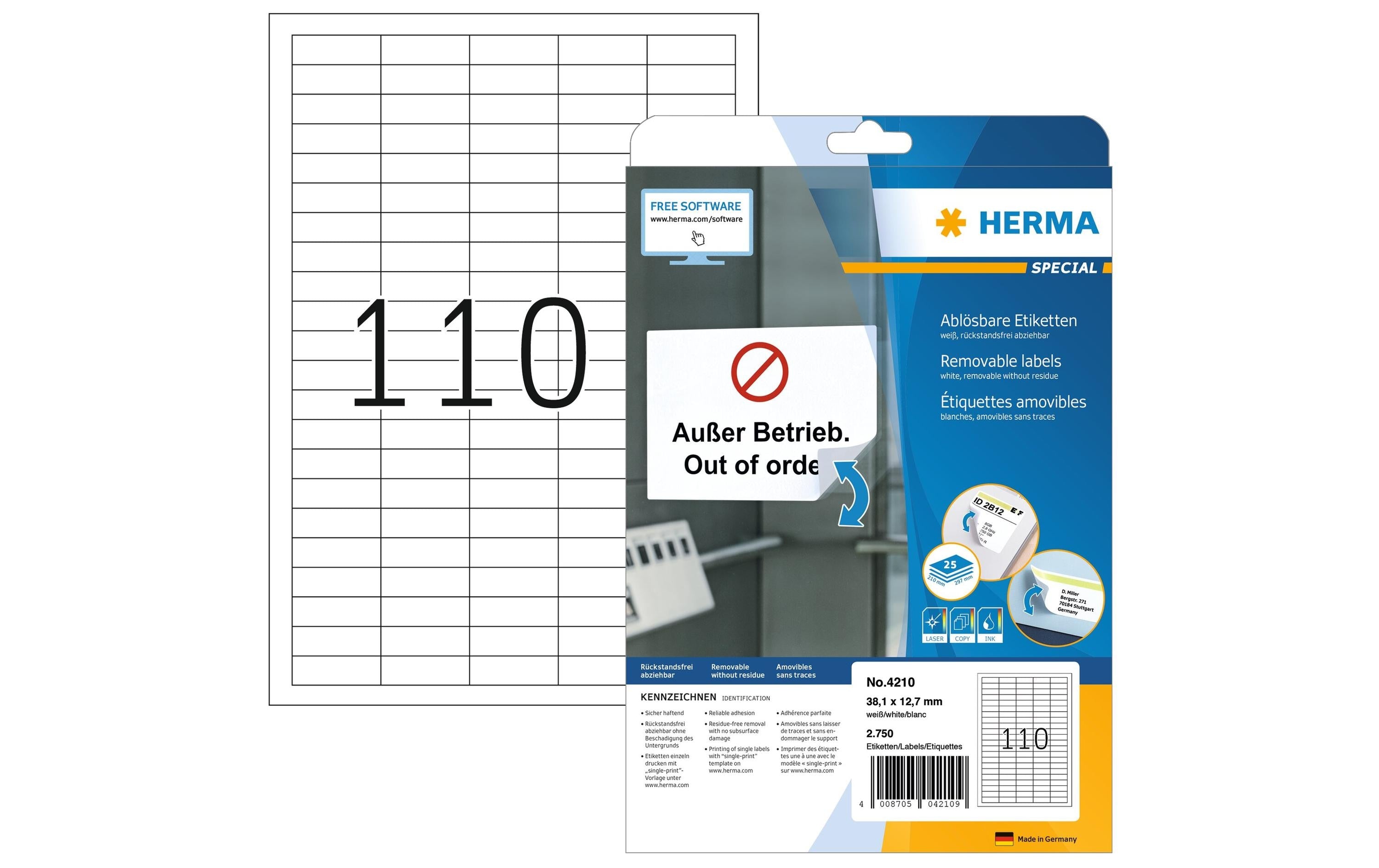 HERMA Universal-Etiketten 3.81 x 1.27 cm, 2750 Etiketten