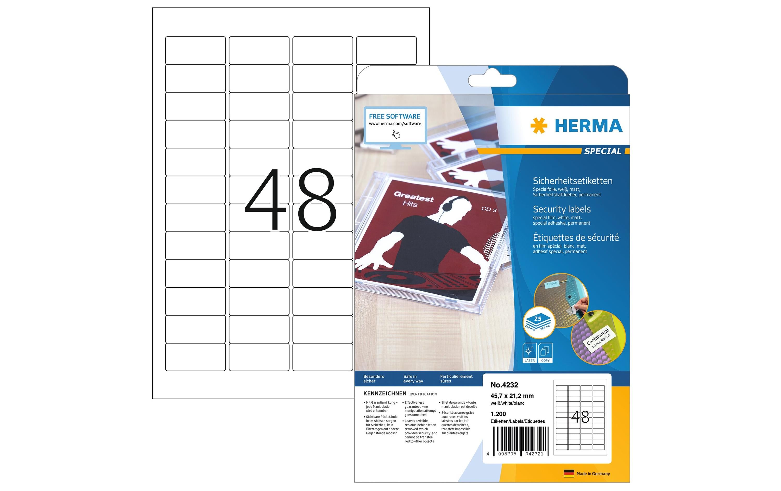 HERMA Sicherheits-Etiketten 4232  45.7 x 21.2 mm