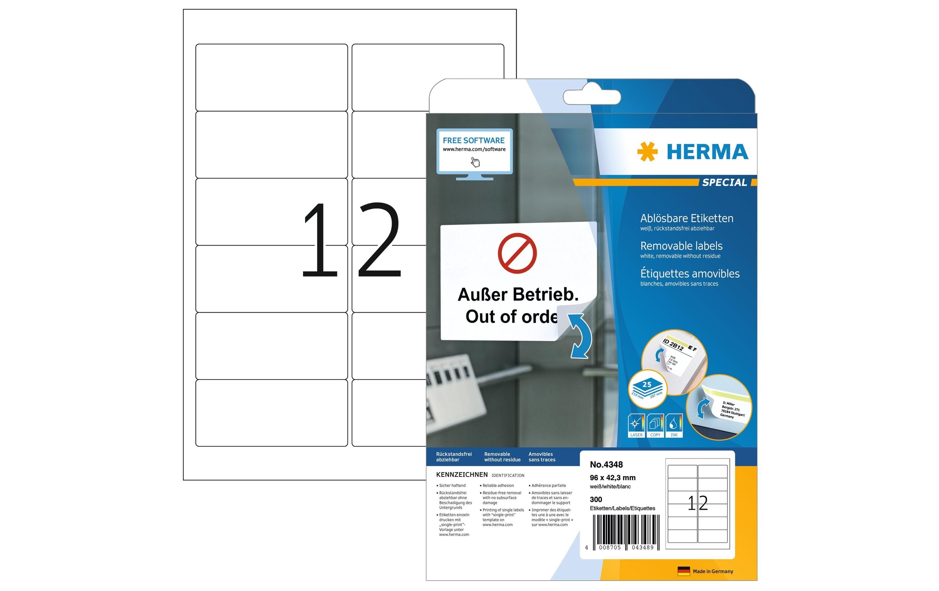 HERMA Universal-Etiketten Movables 96 x 42.3 mm, 300 Etiketten