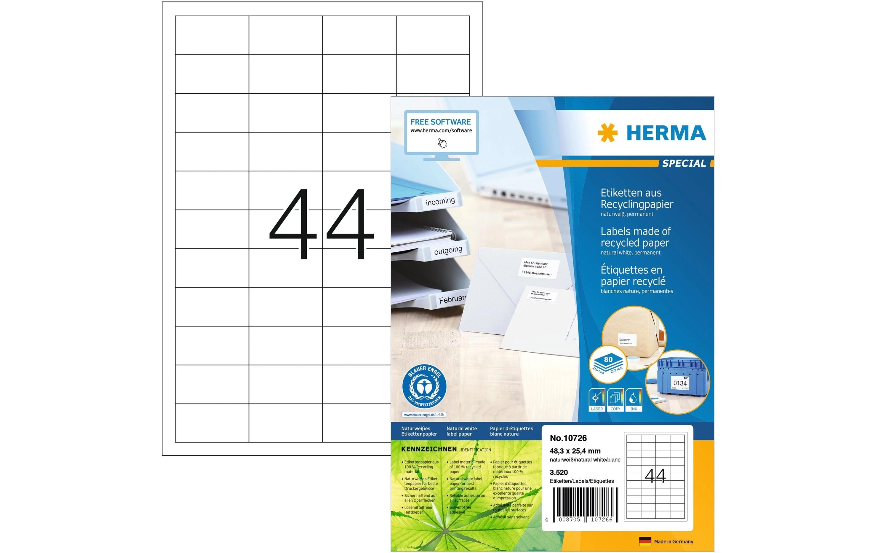 HERMA Universal-Etiketten 48.3 x 25.4 mm, 80 Blatt