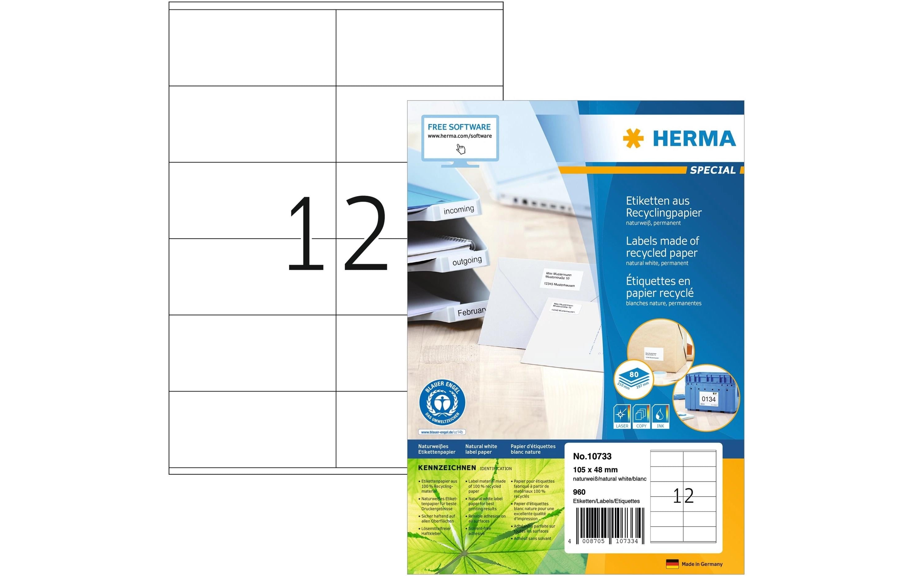 HERMA Universal-Etiketten 105 x 48 mm, 80 Blatt
