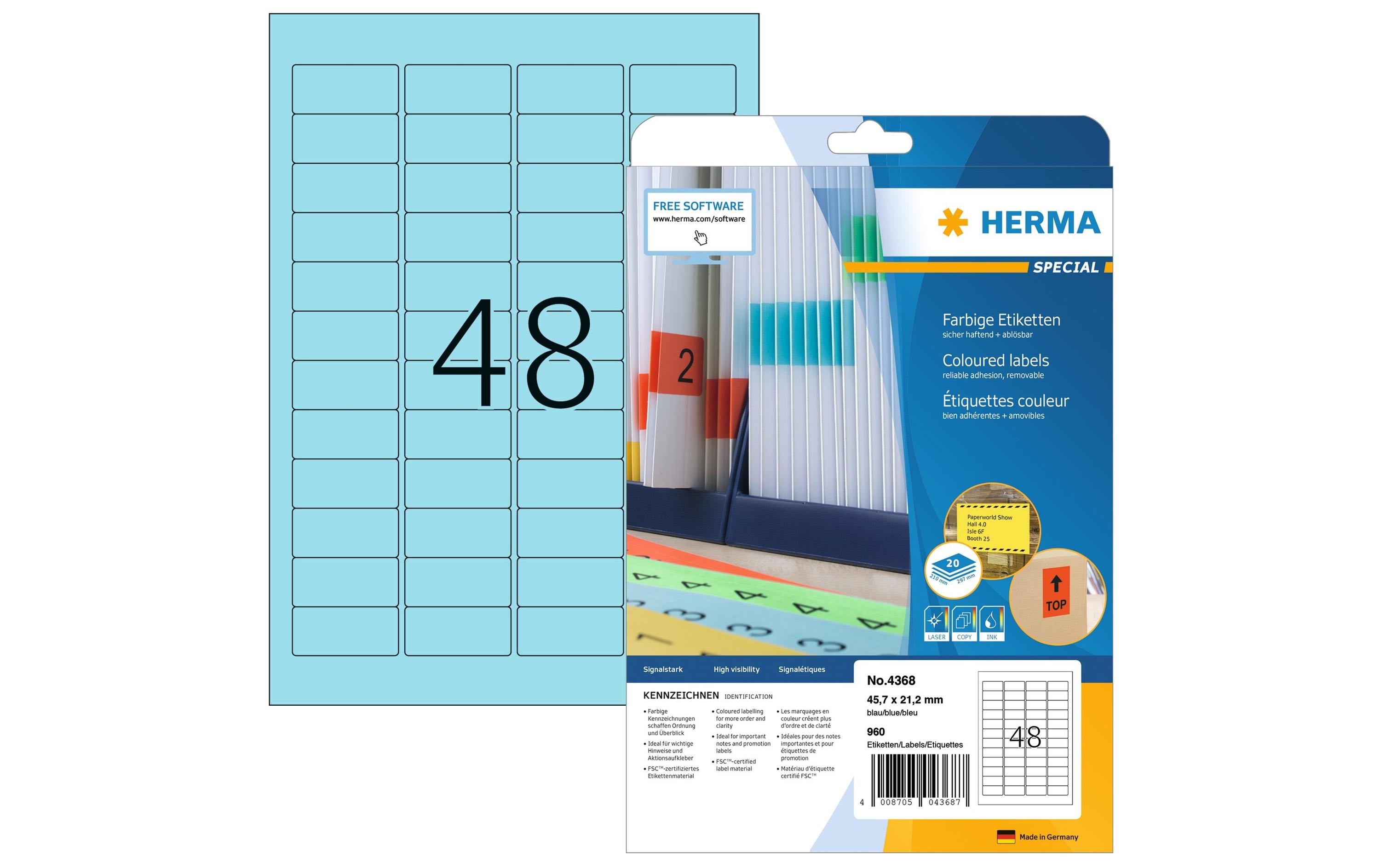 HERMA Universal-Etiketten 4.57 x 2.12 cm, 960 Etiketten, Blau