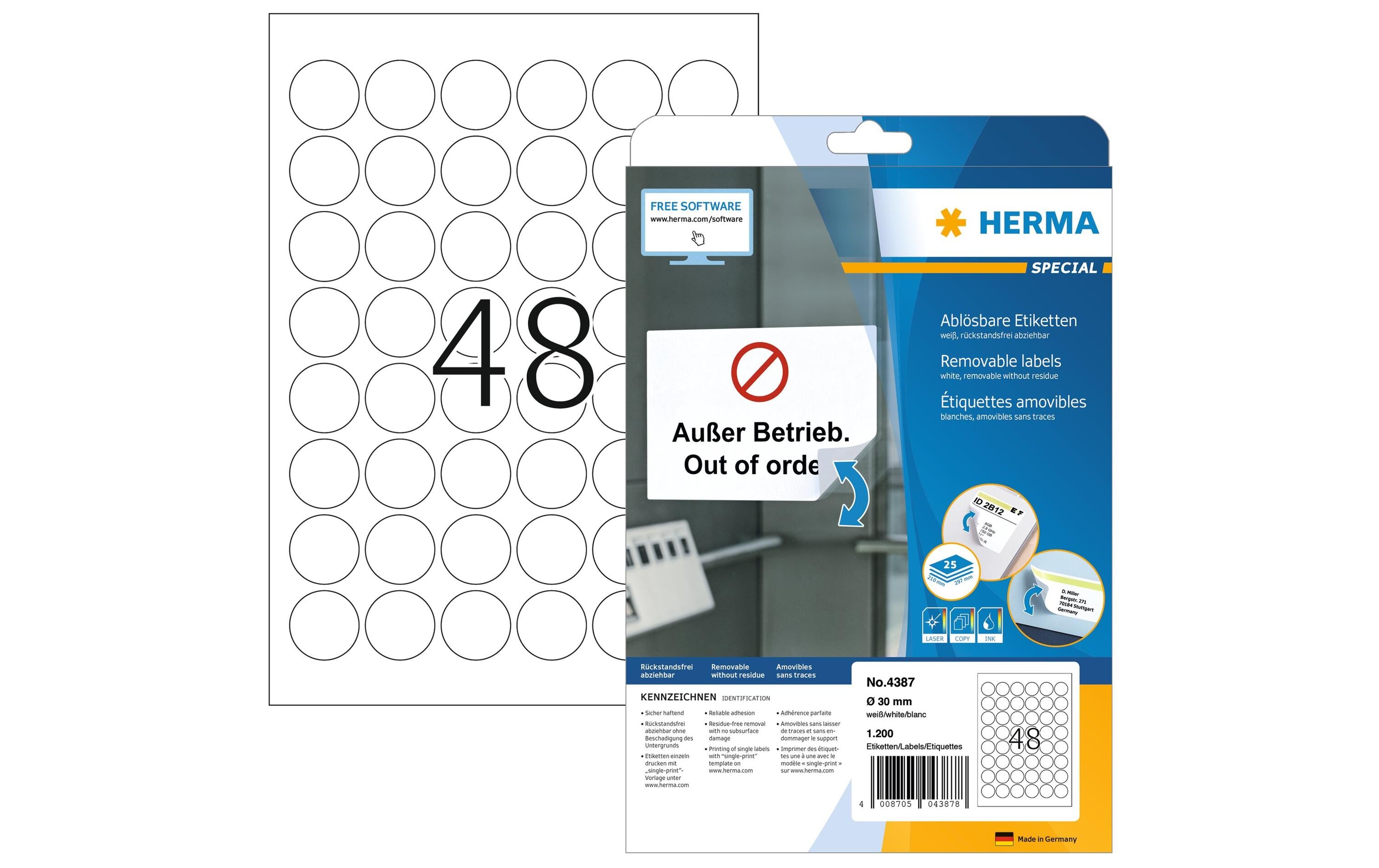 HERMA Universal-Etiketten Ø 3 cm, 1200 Etiketten