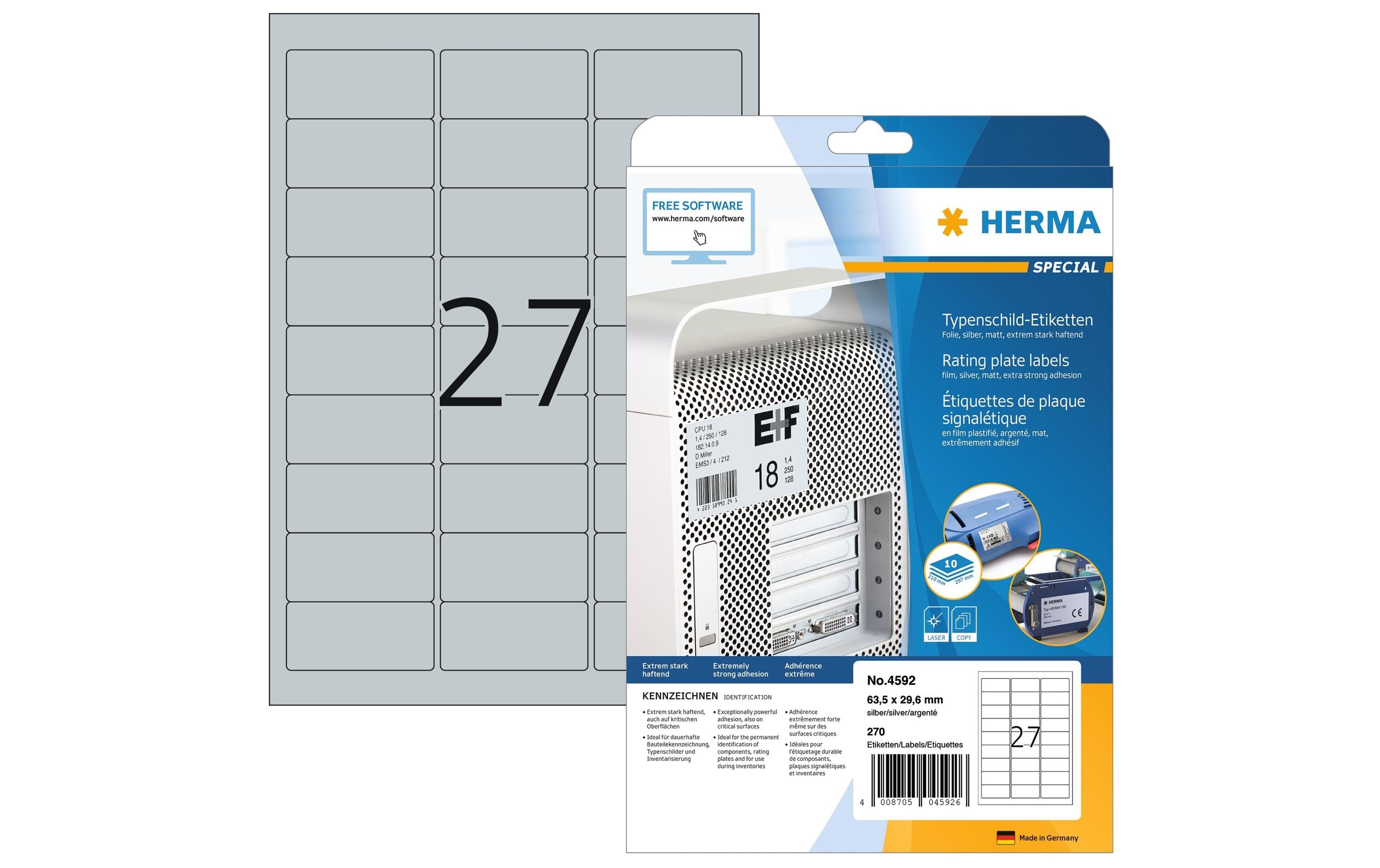 HERMA Typenschild-Etiketten 4592 63.5 x 29.6 mm