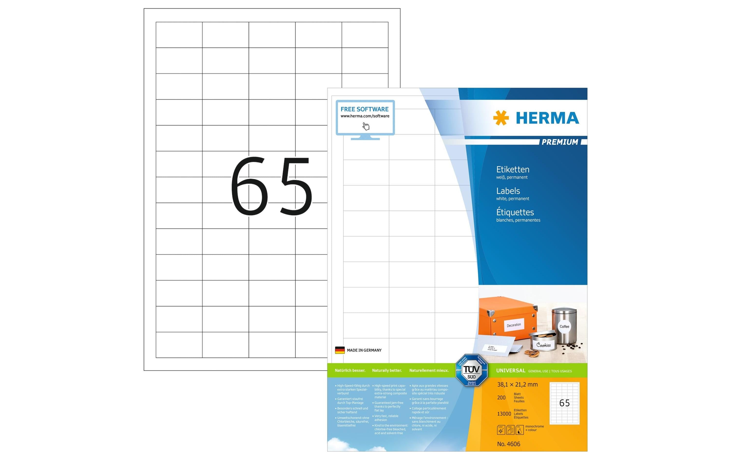 HERMA Universal-Etiketten Premium, 3.8 x 2.12 cm, 13000 Etiketten