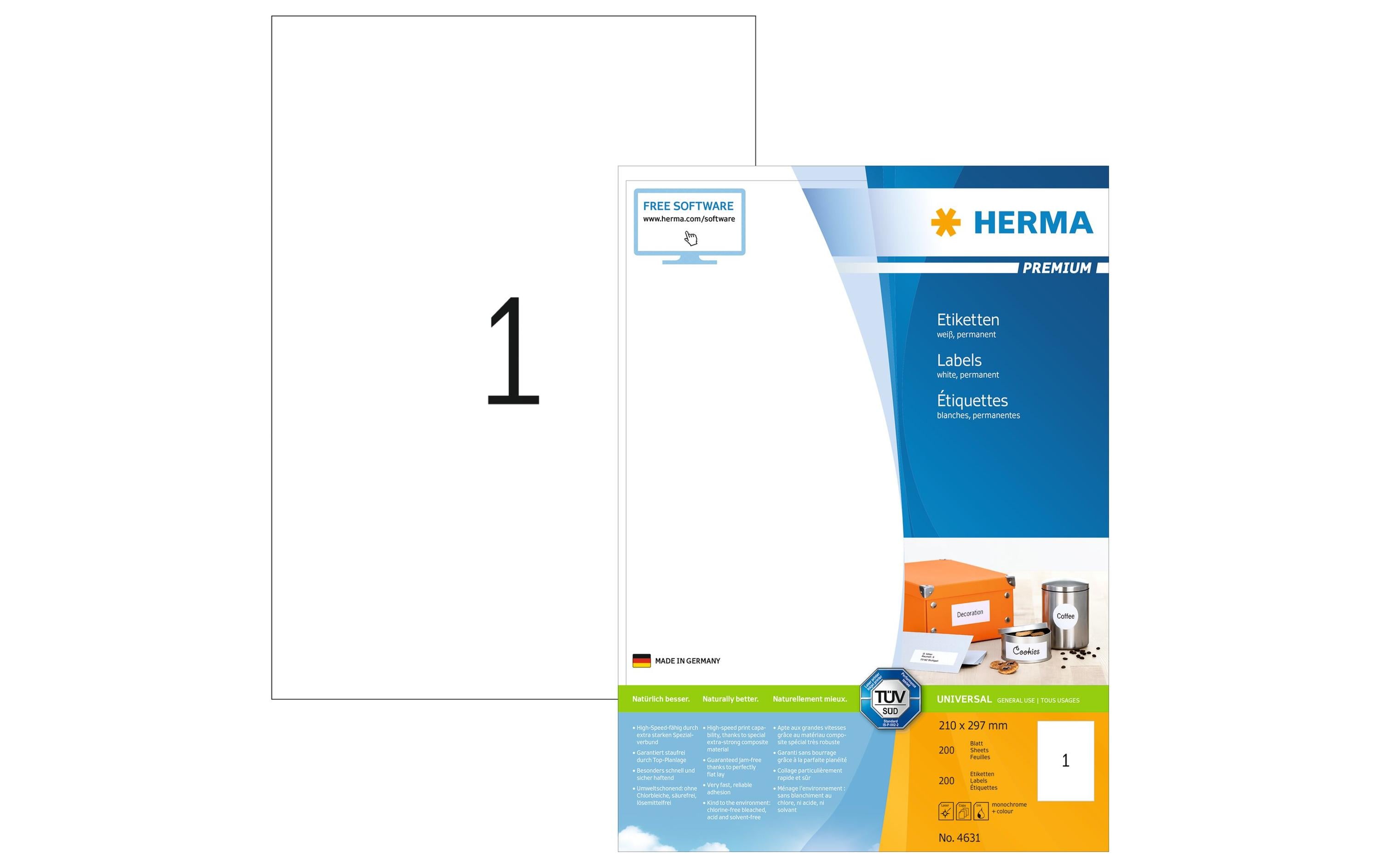 HERMA Universal-Etiketten Premium, 21 x 29.7 cm, 200 Etiketten