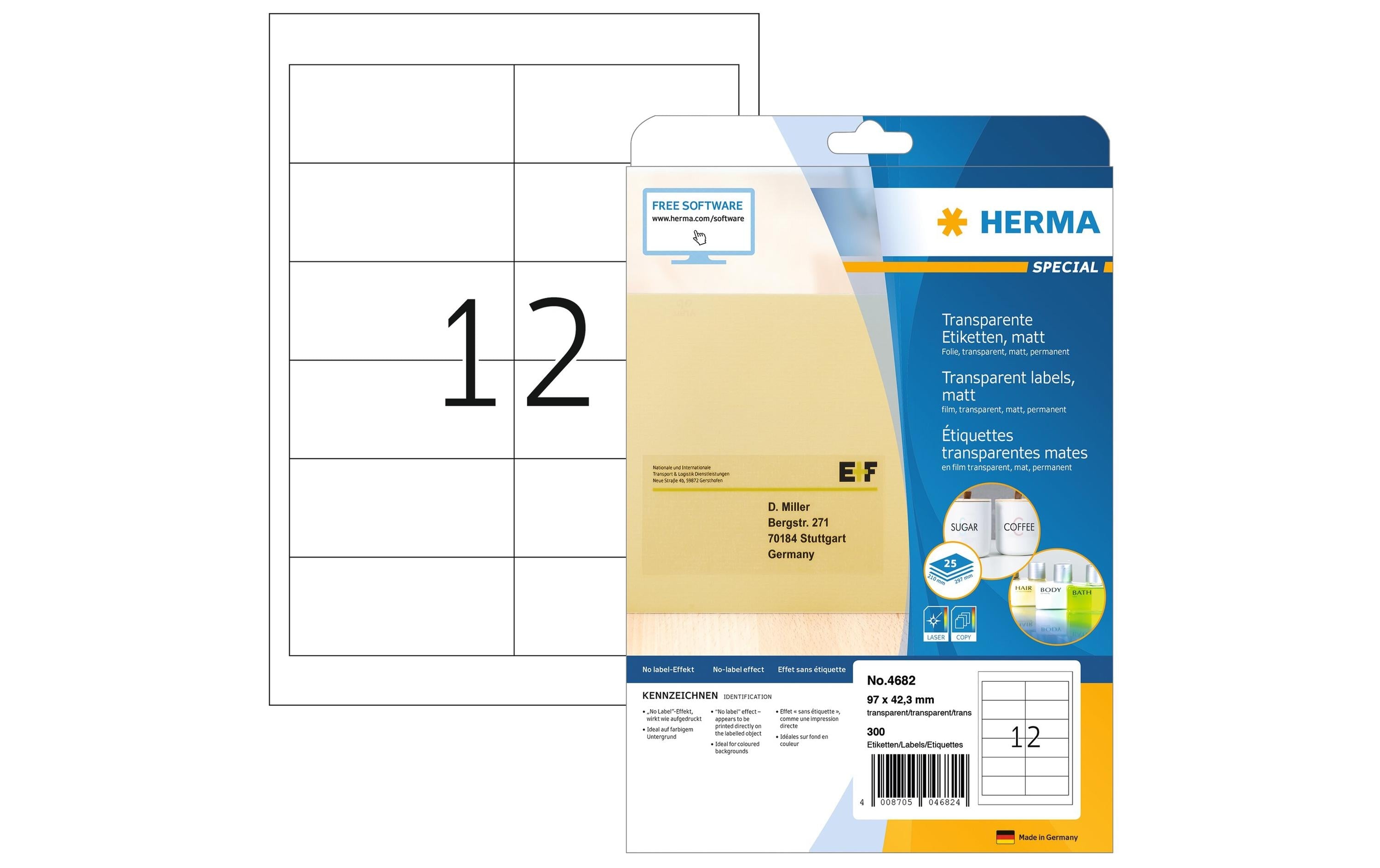 HERMA Laser-Etiketten 9.7 x 4.23 cm, 300 Etiketten