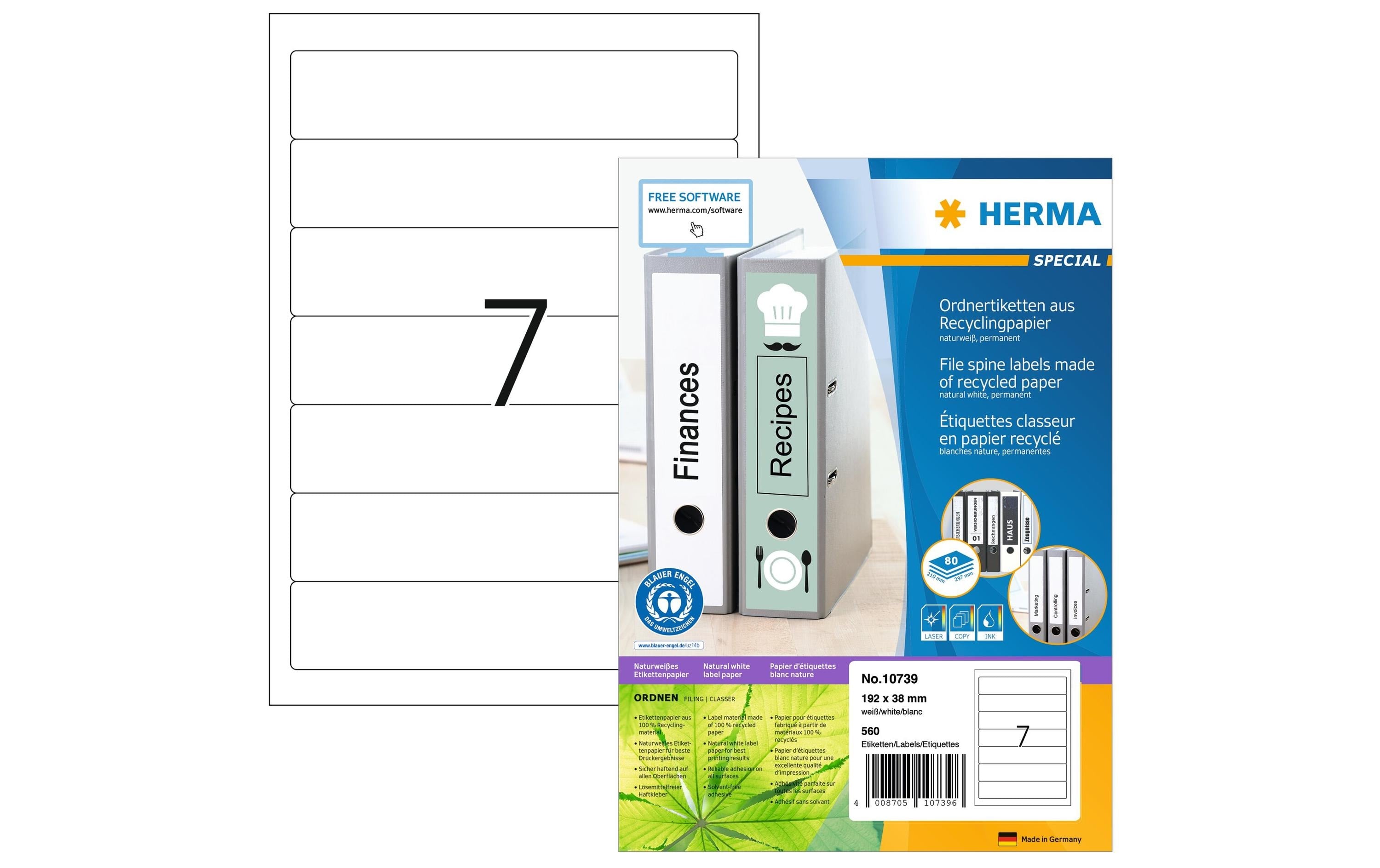 HERMA Ordneretiketten 192 x 38 mm, 80 Blatt