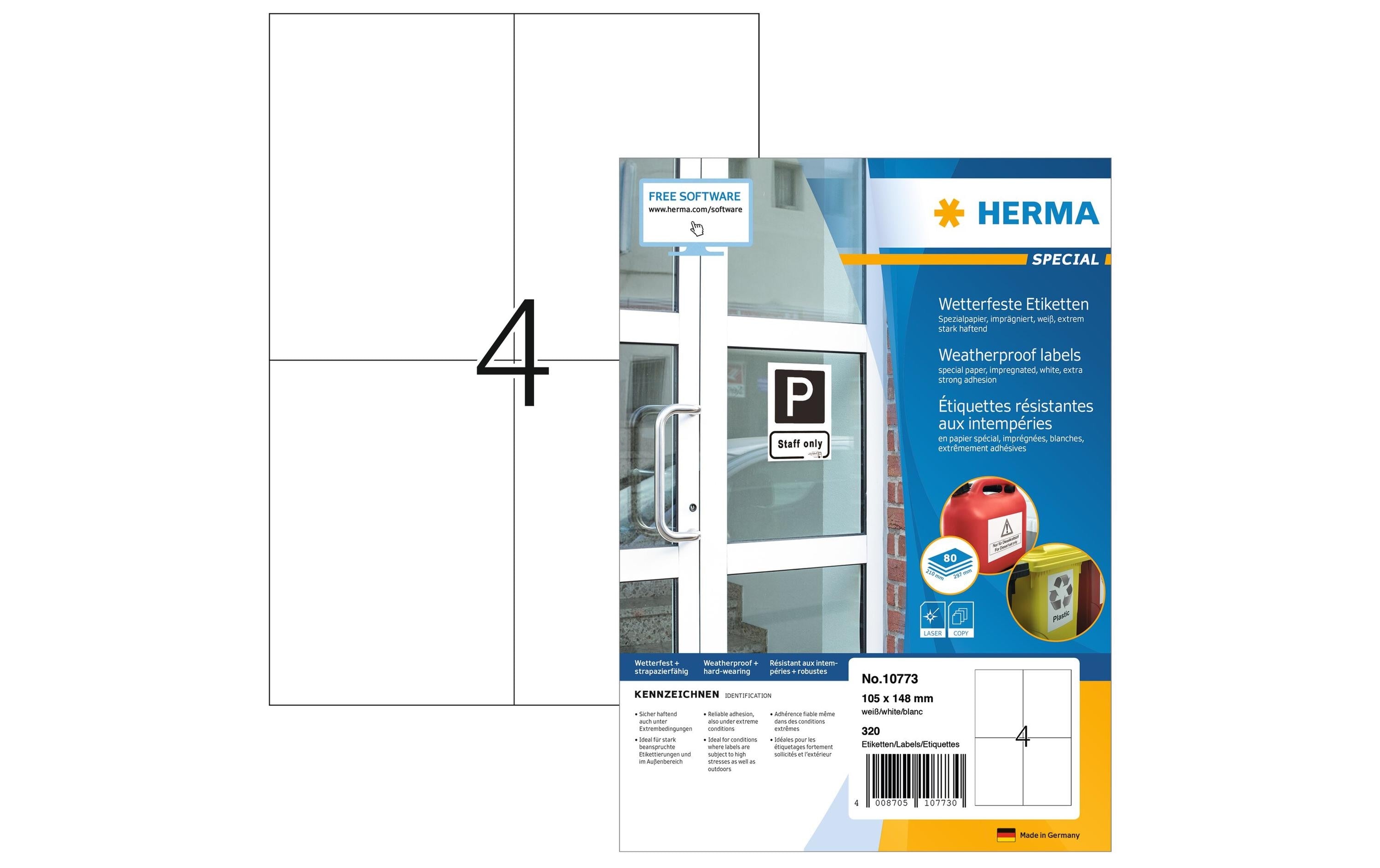 HERMA Outdoor-Etiketten 105 x 148 mm, 80 Blatt