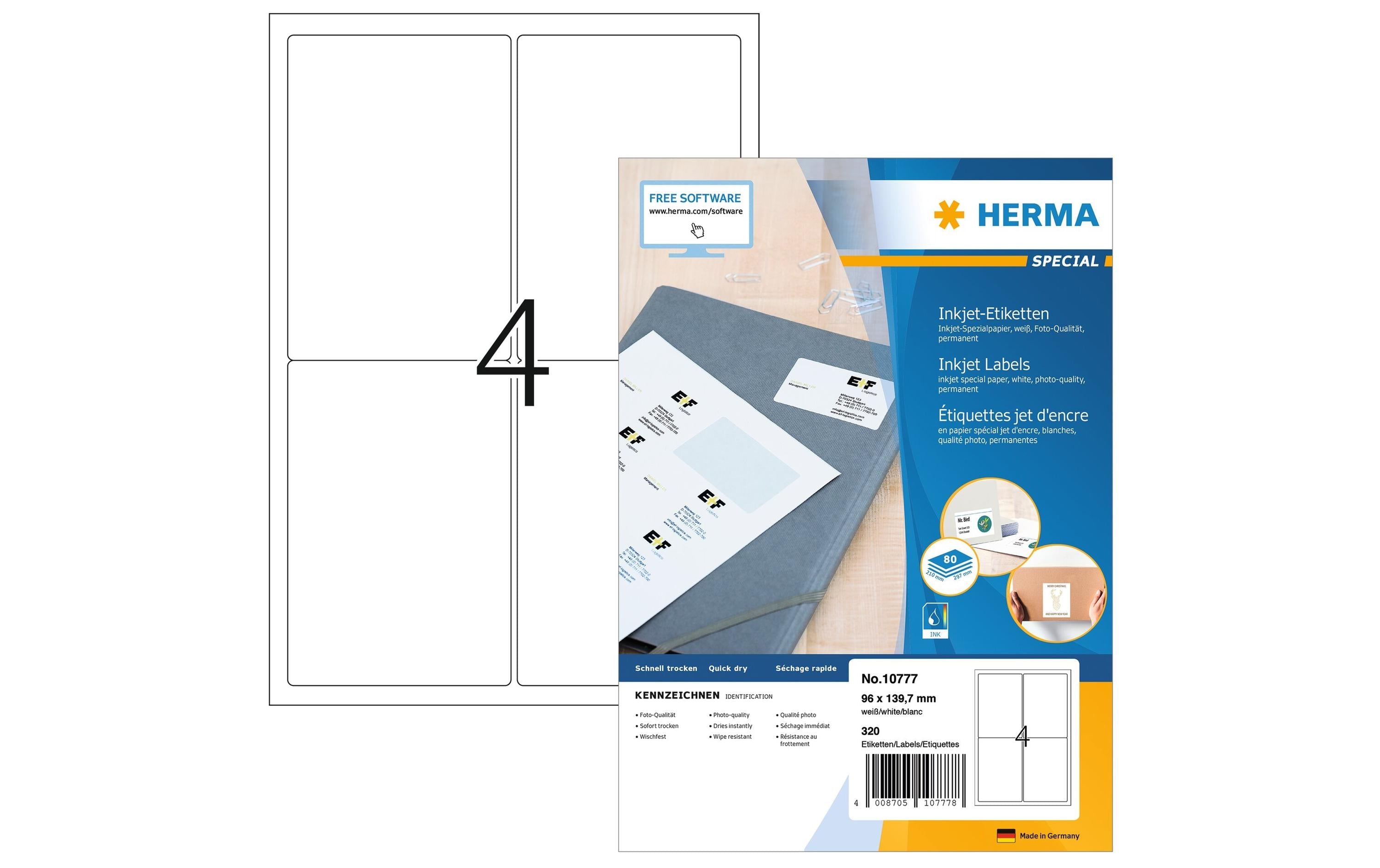 HERMA Adressetiketten 96 x 139.7 mm, 80 Blatt