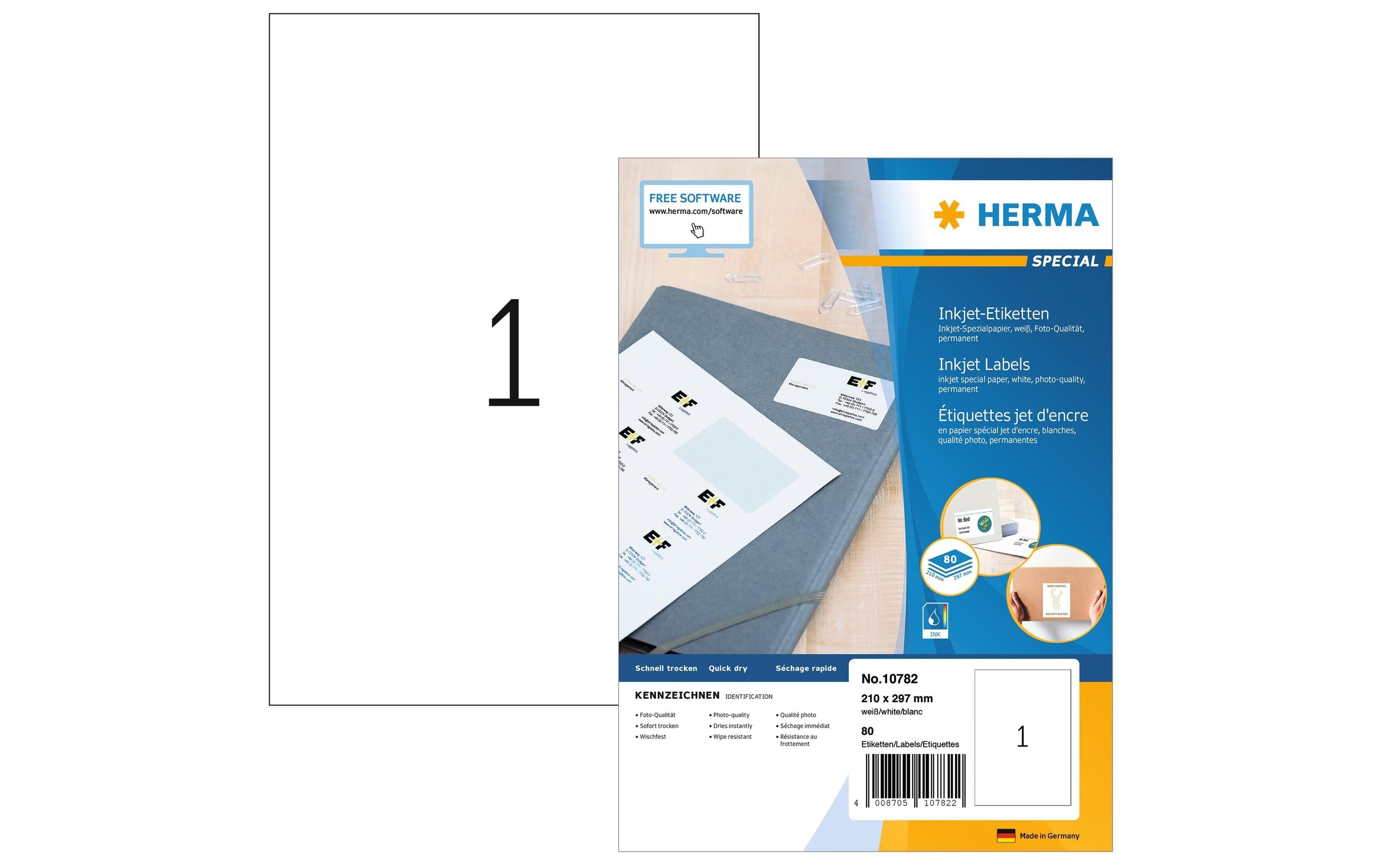 HERMA InkJet-Etiketten 210 x 297 mm, 80 Blatt