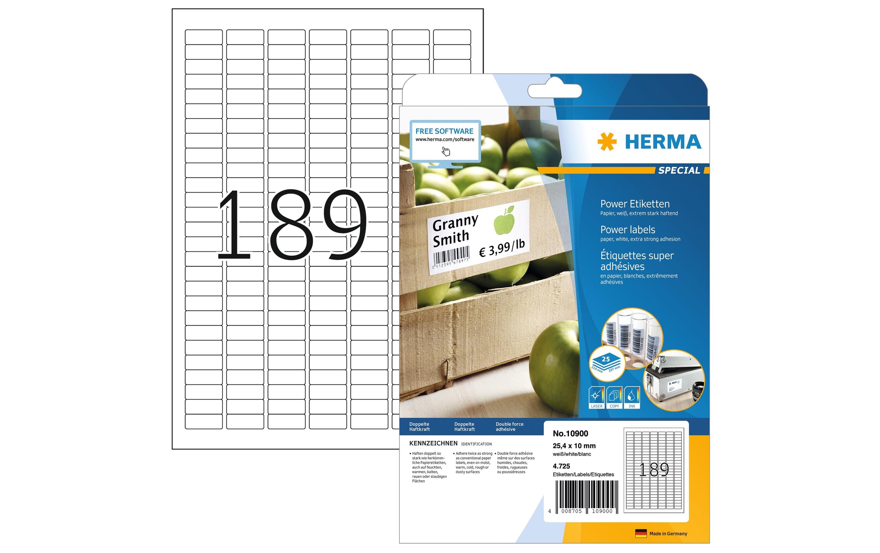 HERMA Universal-Etiketten Power 10900 25.4 x 10 mm