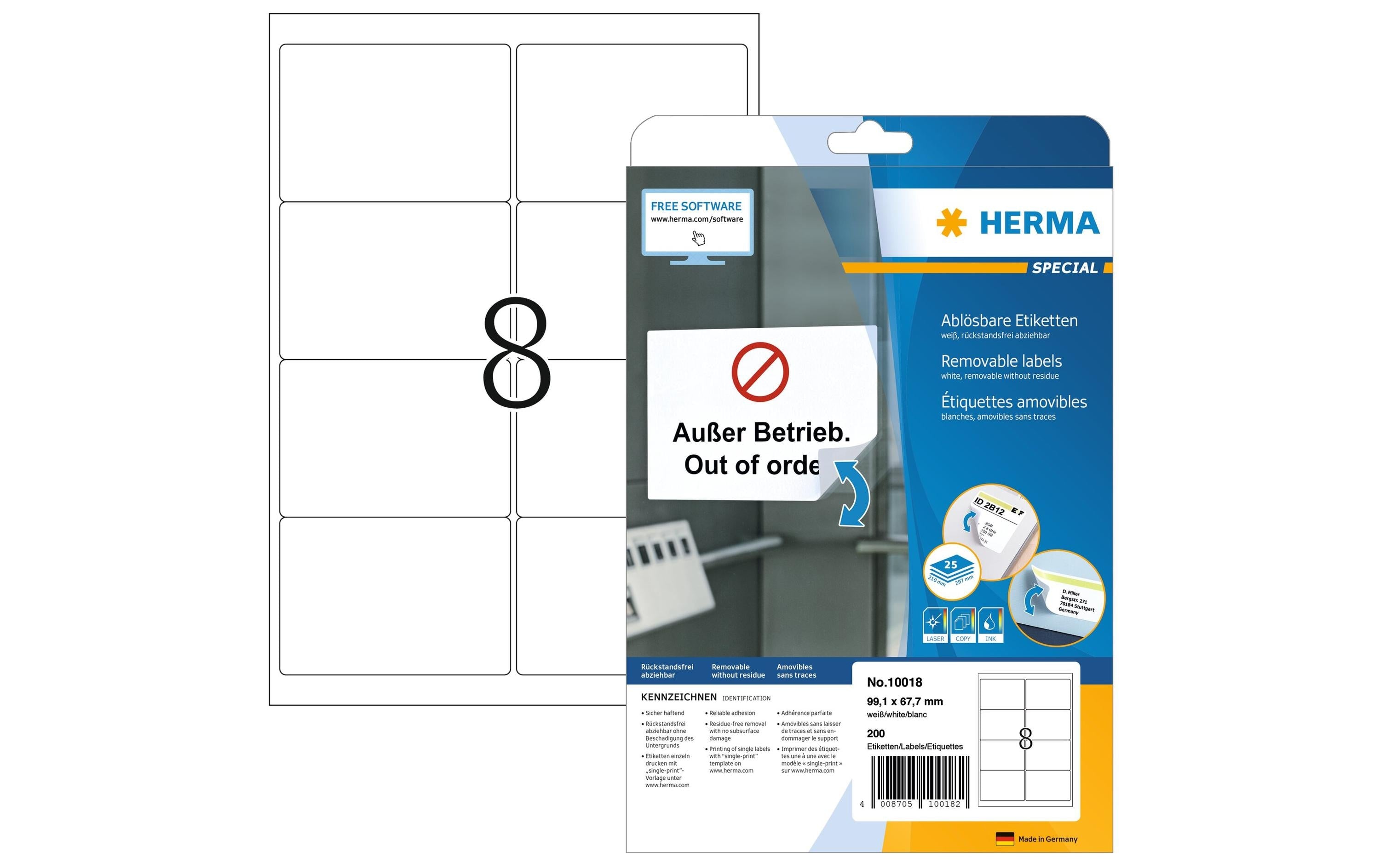 HERMA Adressetiketten 9.91 x 6.77 cm, 200 Etiketten