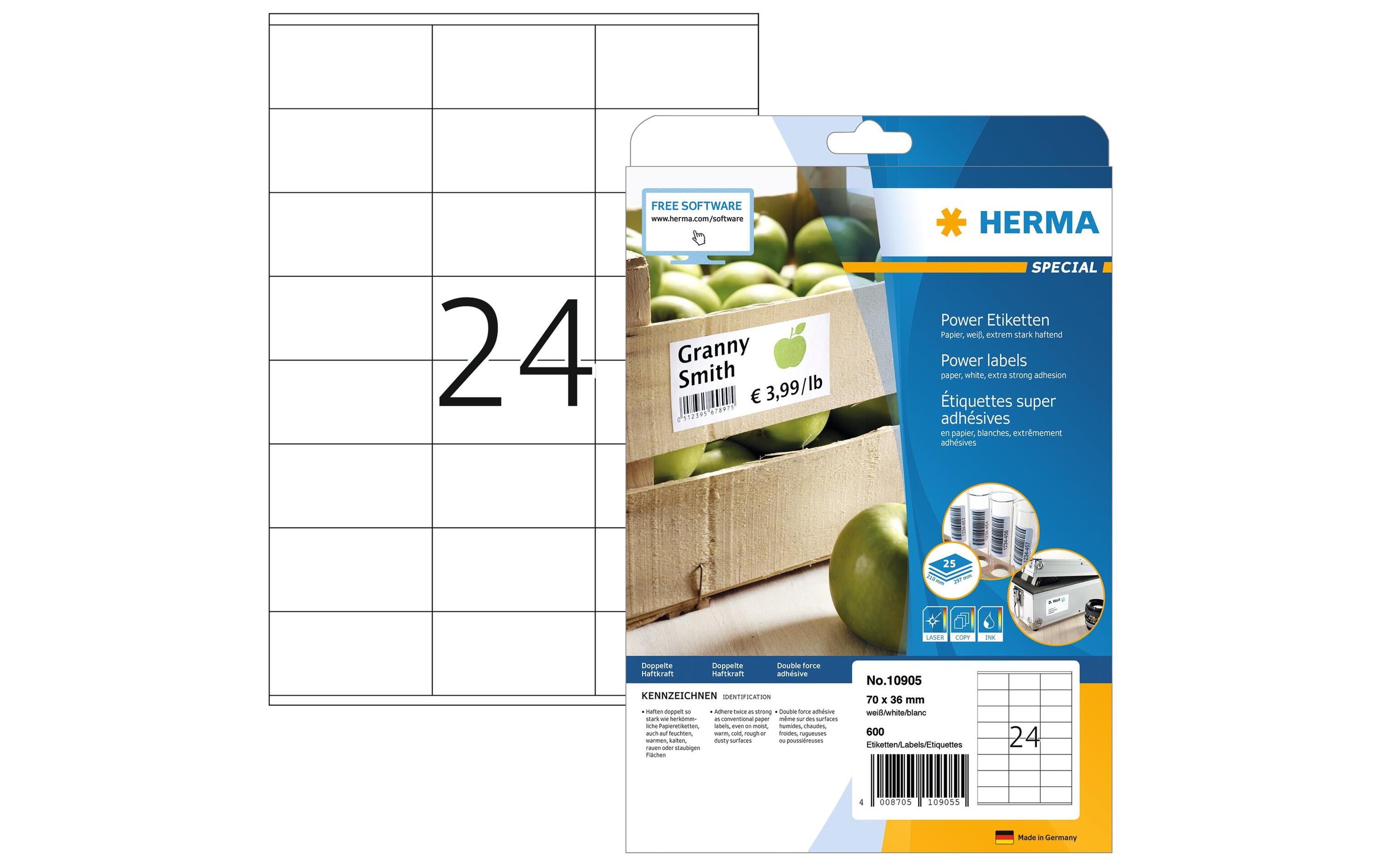 HERMA Universal-Etiketten Power 10905 70 x 36 mm