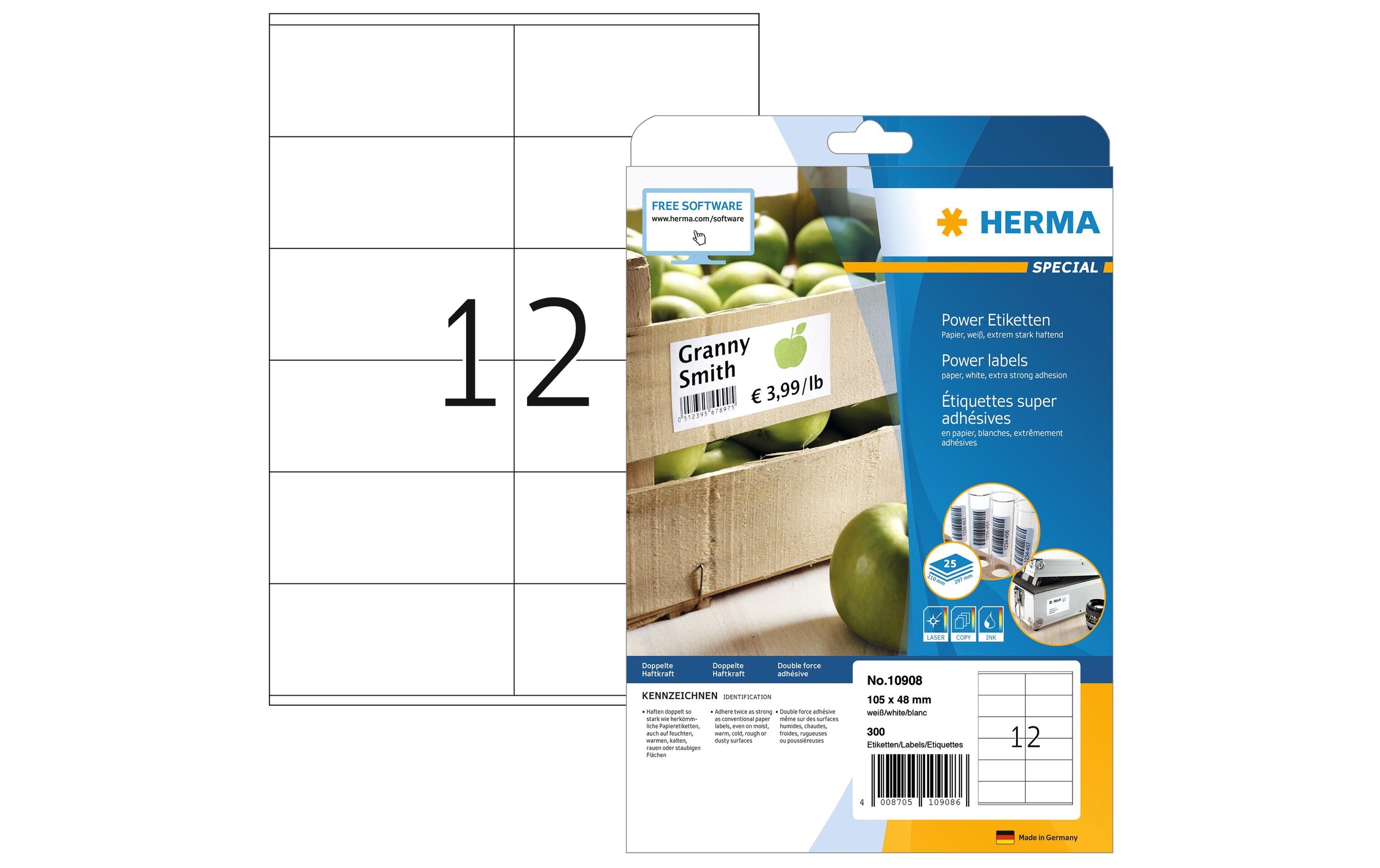 HERMA Universal-Etiketten Power 10908 105 x 48 mm
