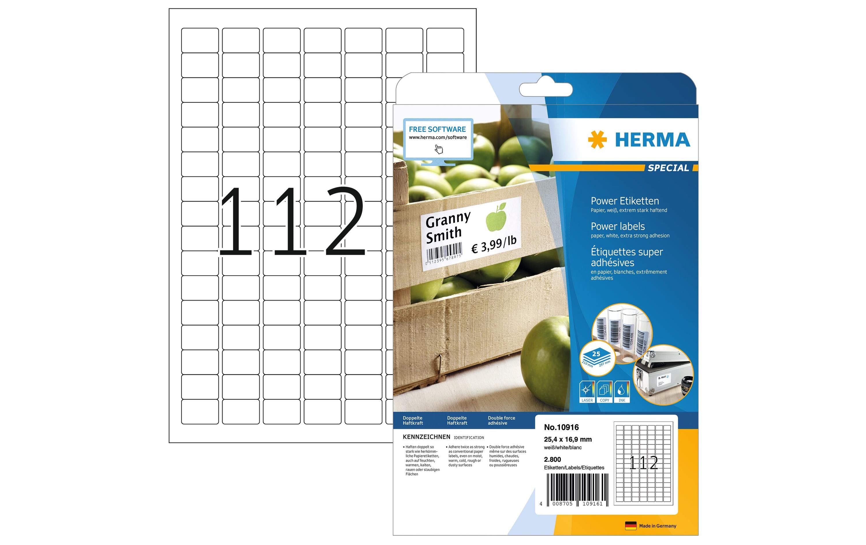 HERMA Universal-Etiketten Power 10916 25.4 x 16.9 mm