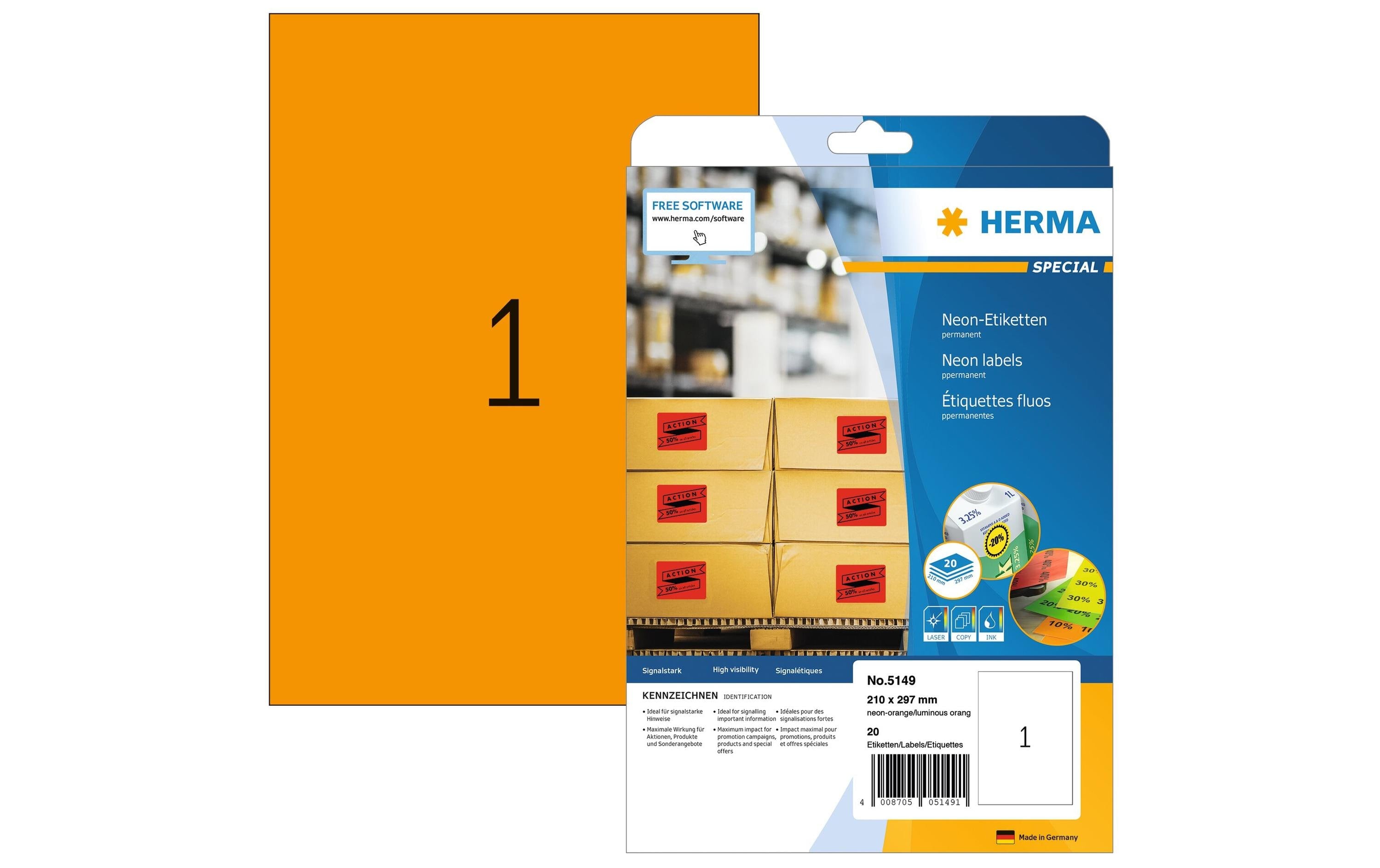 HERMA Universal-Etiketten 21 x 29.7 cm, 20 Etiketten