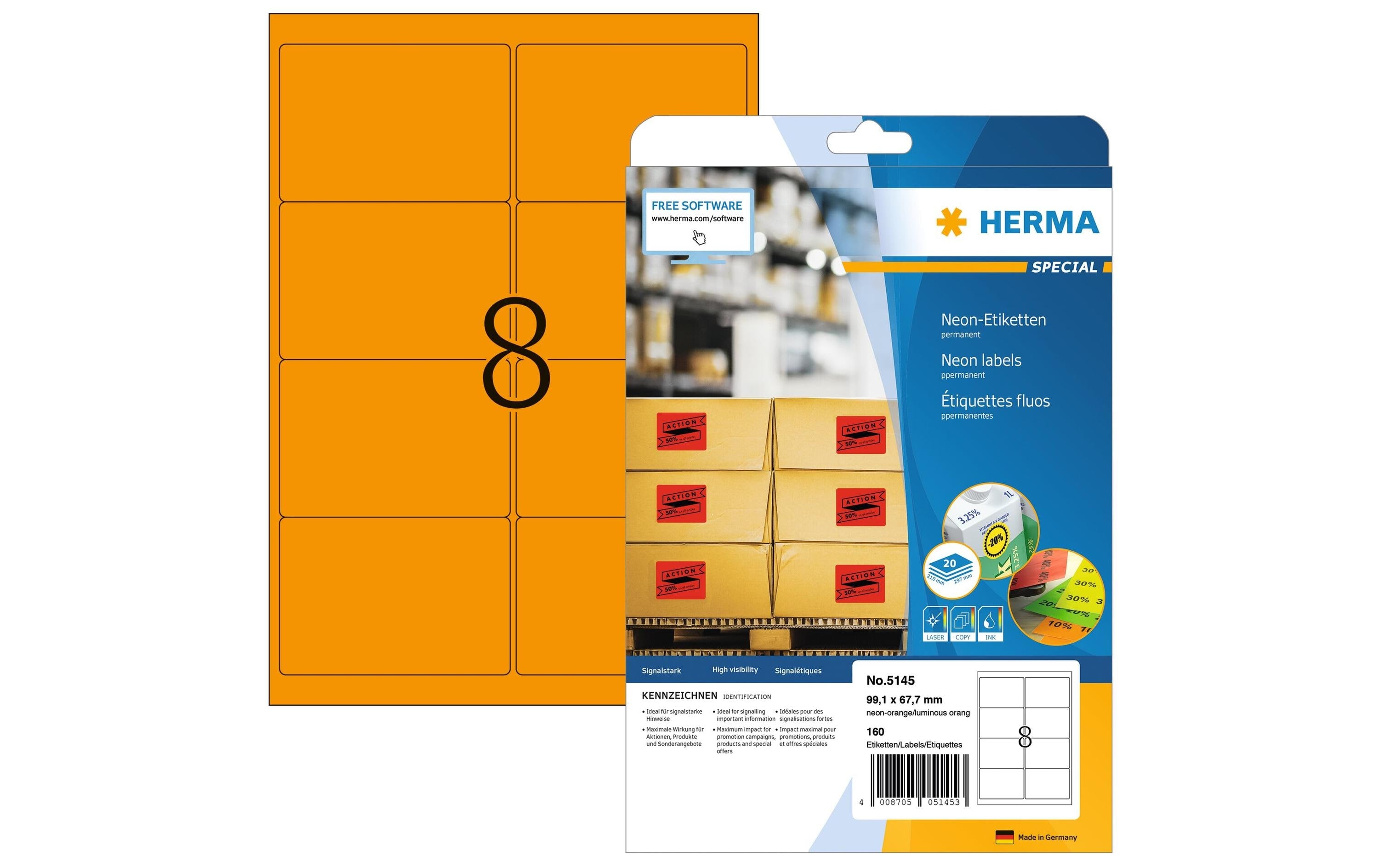 HERMA Universal-Etiketten 9.91 x 6.77 cm, 160 Etiketten