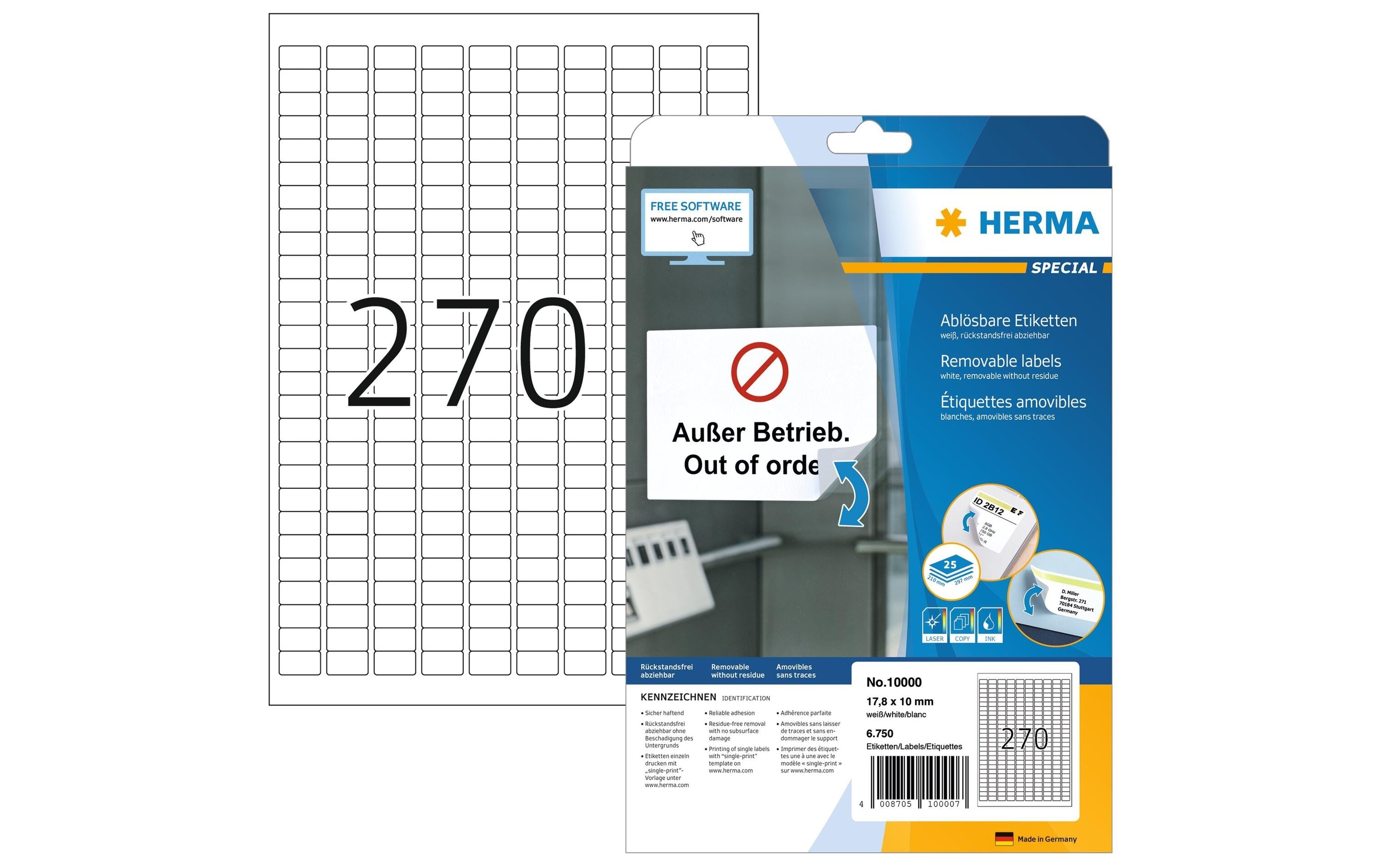 HERMA Universal-Etiketten 1.78 x 1 cm, 6750 Etiketten