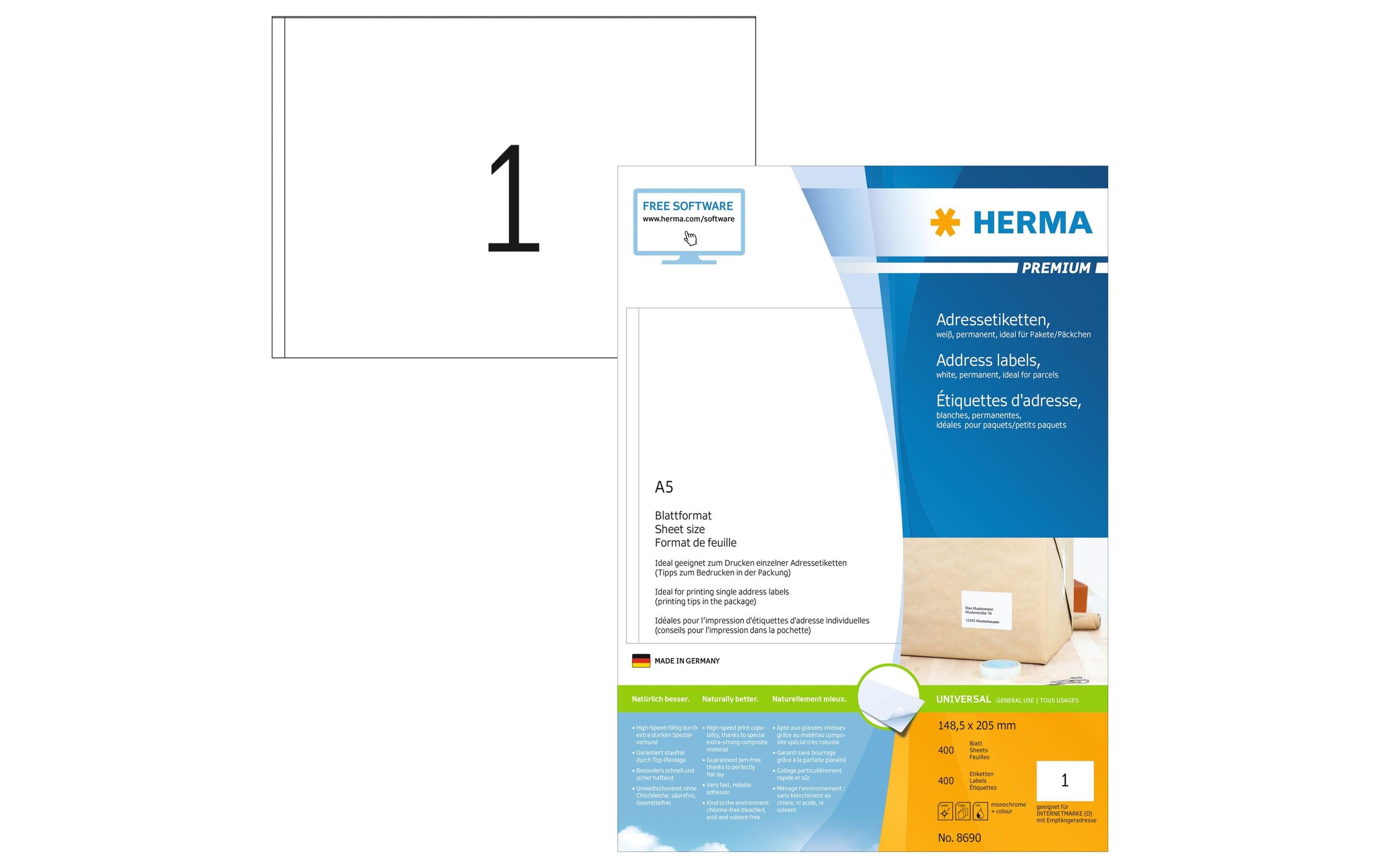 HERMA Universal-Etiketten 8690 148.5 x 205 mm, 400 Etiketten