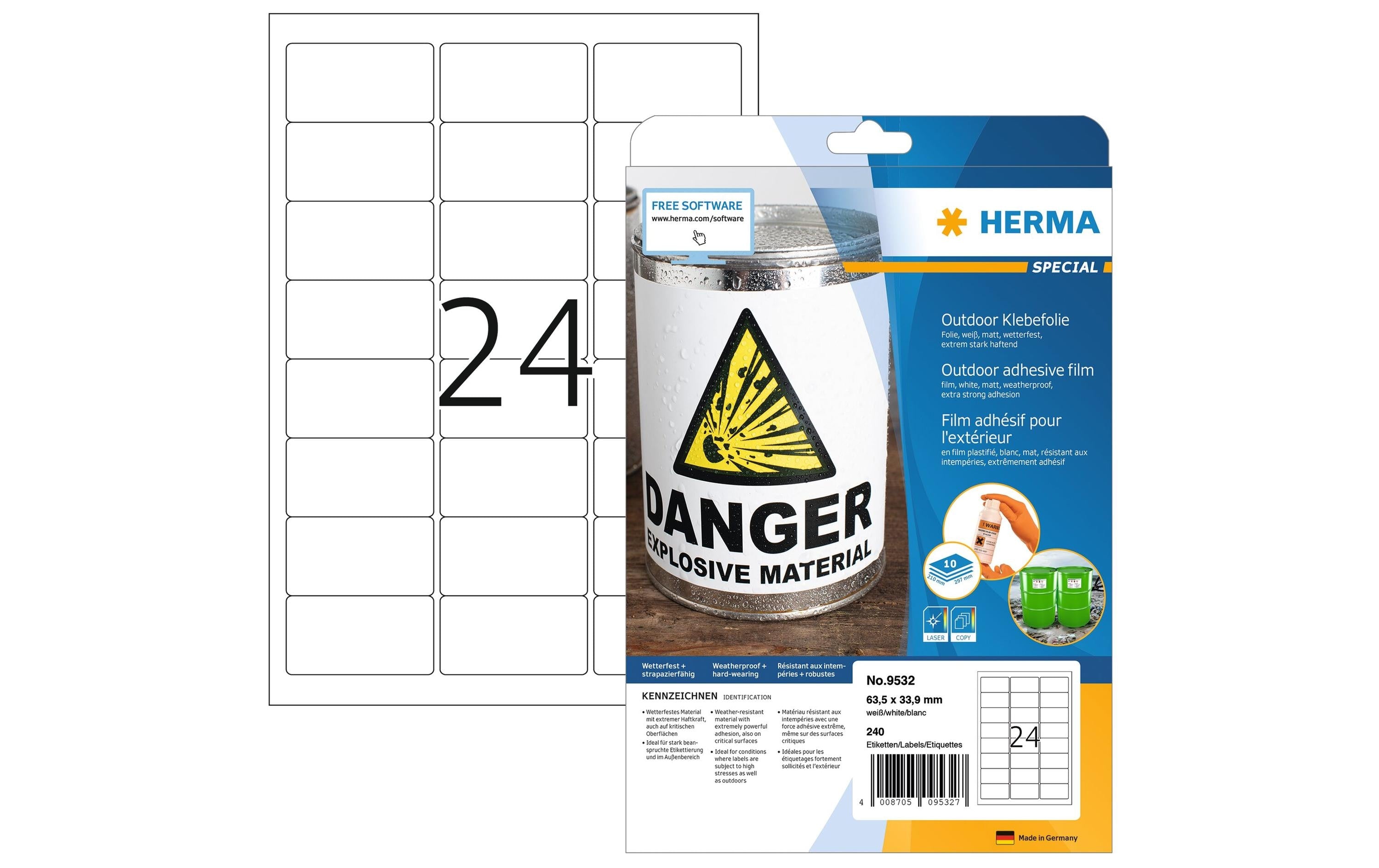 HERMA Outdoor-Etiketten 9532 63.5 x 33.9 mm, 240 Etiketten