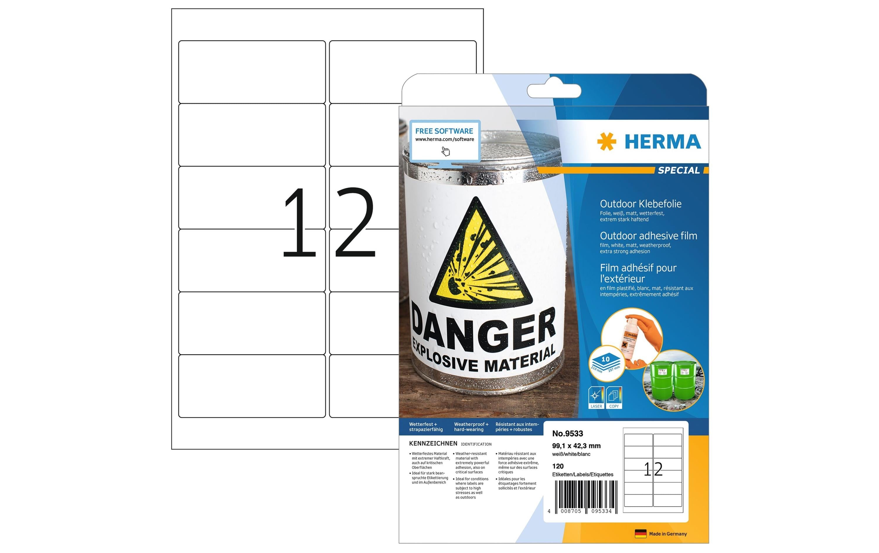HERMA Outdoor-Etiketten 9533 99.1 x 42.3 mm, 120 Etiketten