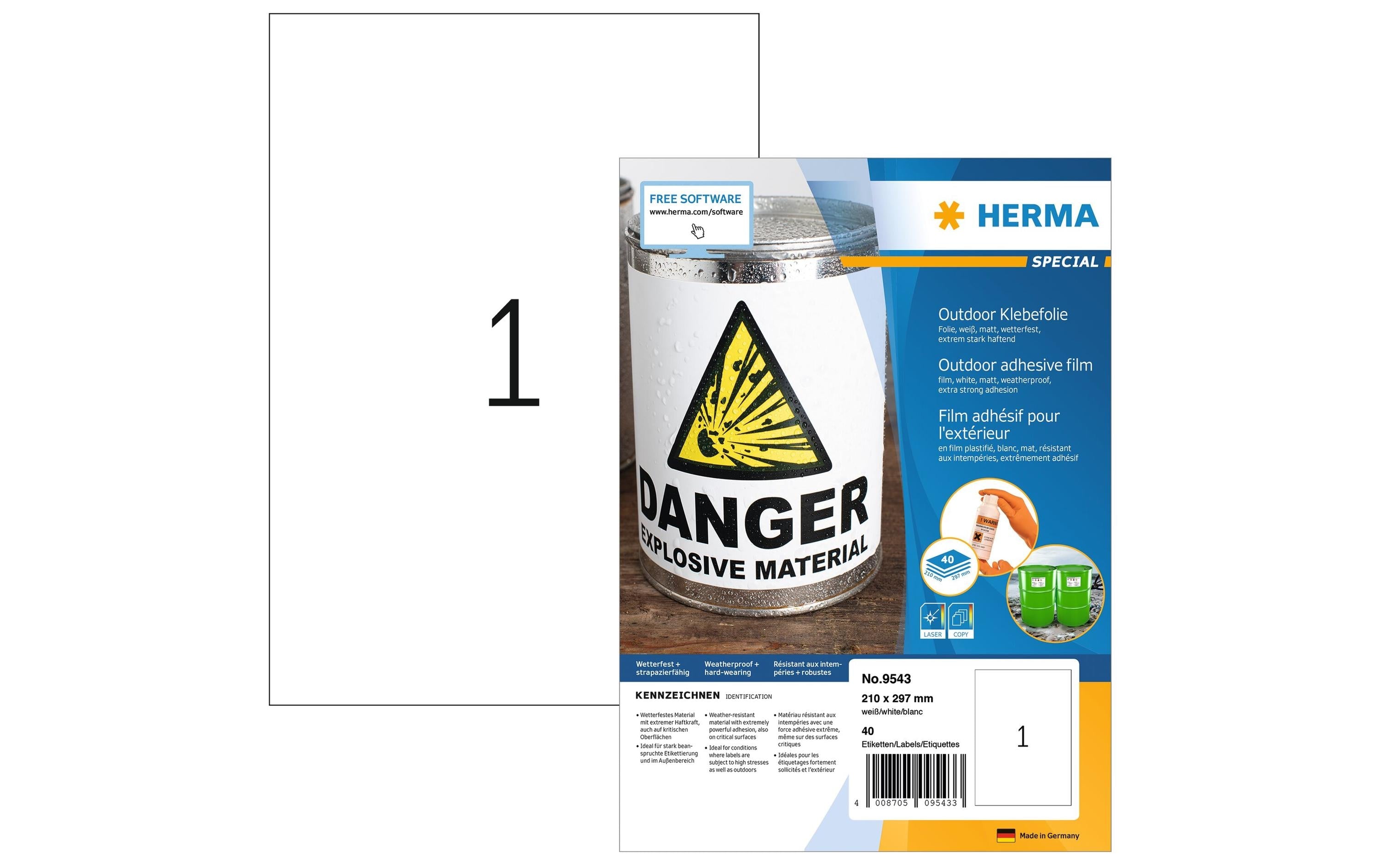 HERMA Outdoor-Etiketten 9543 210 x 297 mm, 40 Etiketten