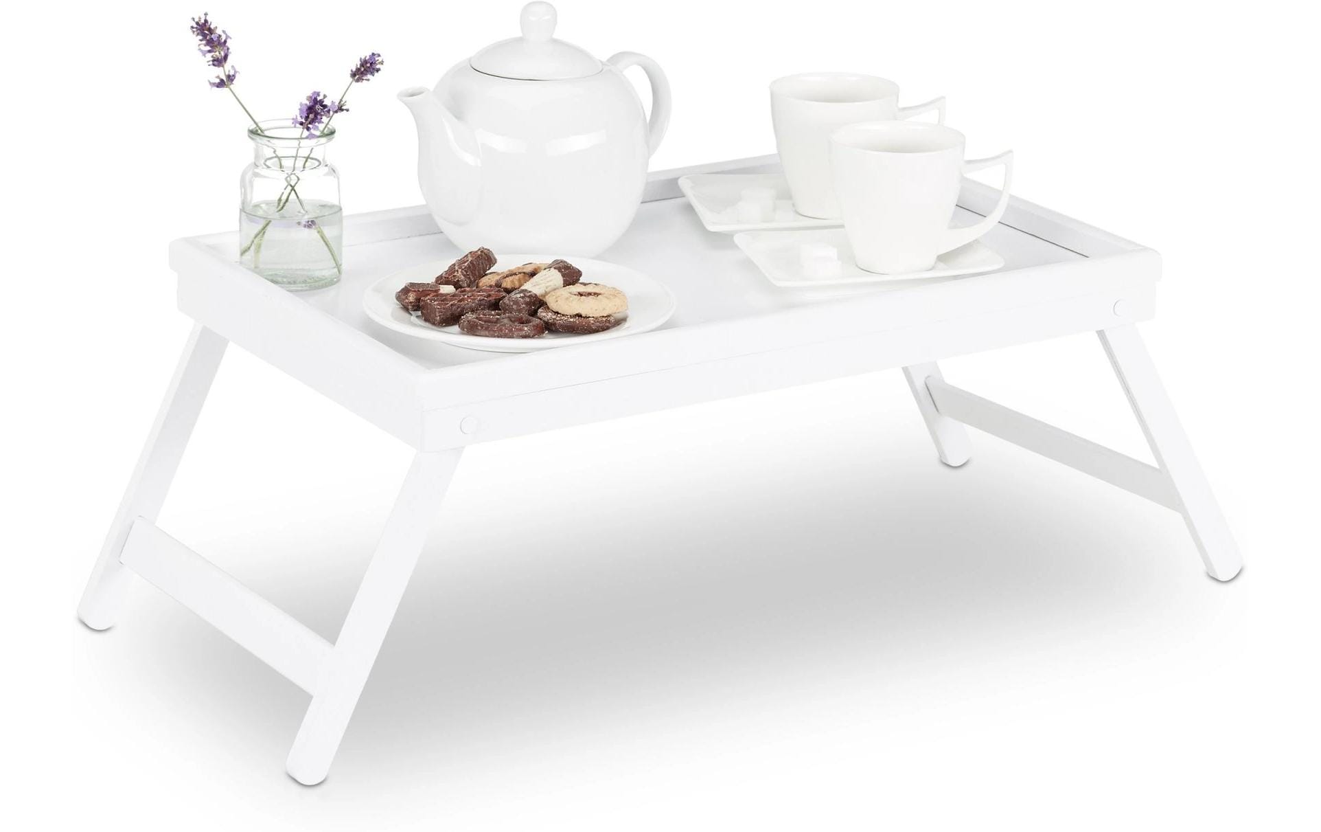 relaxdays Serviertablett Weiss