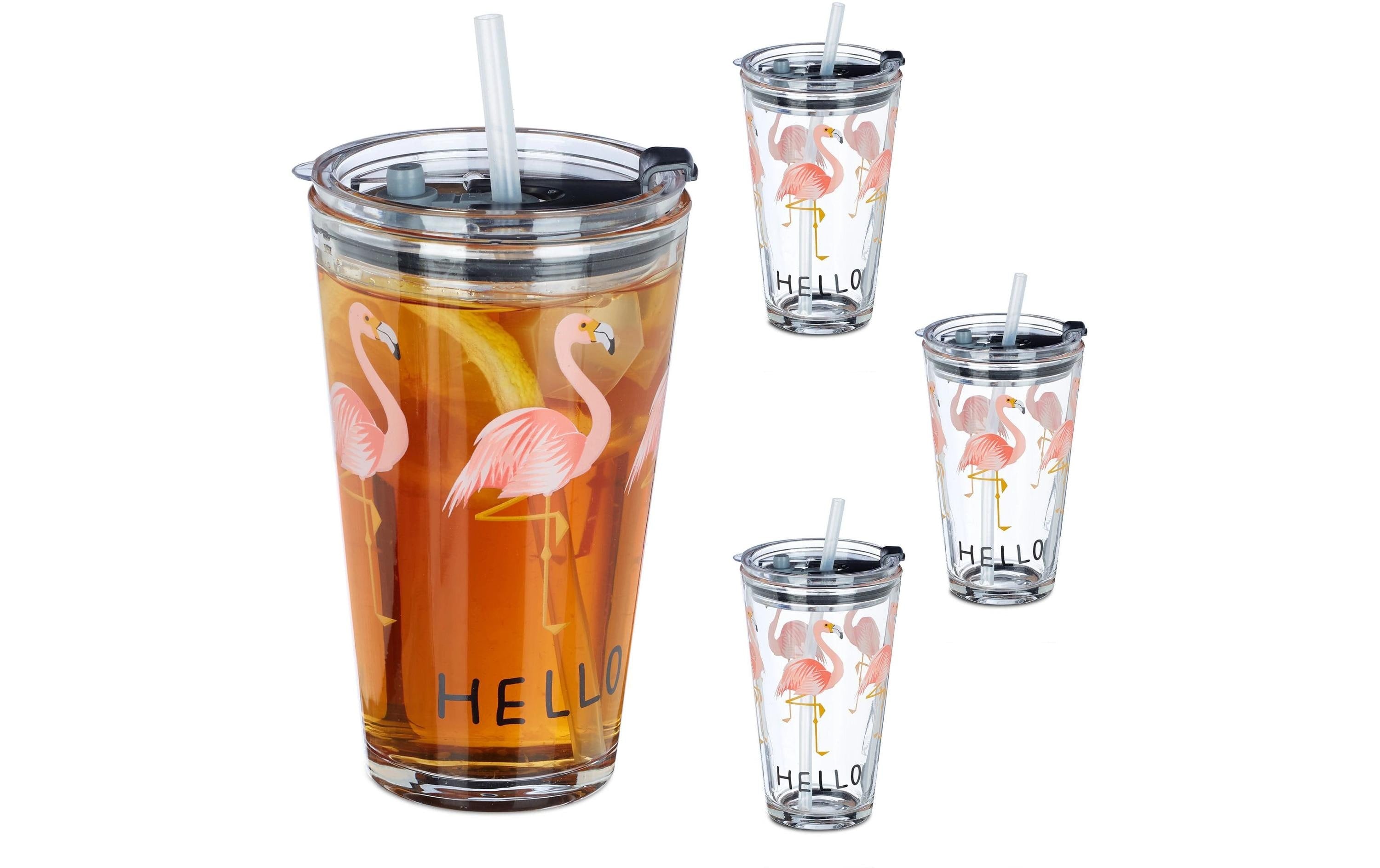relaxdays Trinkglas 4 Stück, 450 ml