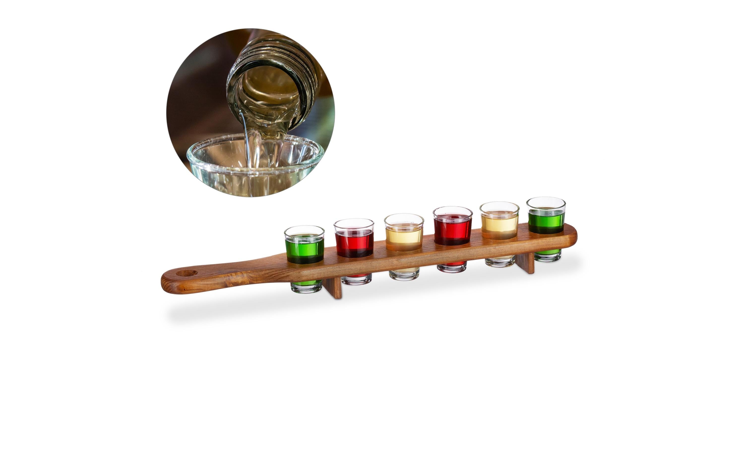 relaxdays Servierplatte mit 6 Gläser Braun, Transparent