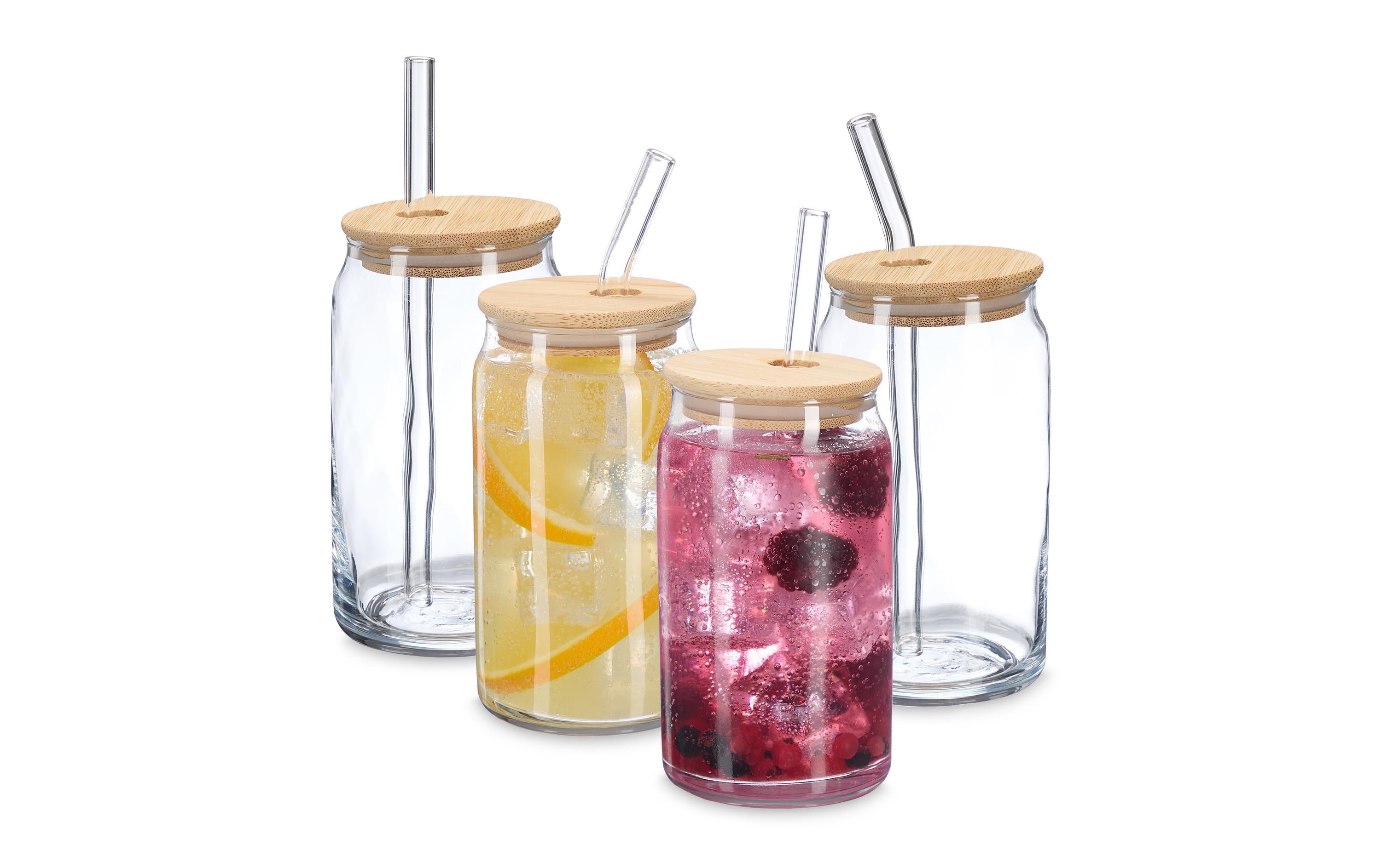 relaxdays Trinkglas 4er Set, Transparent, Natur, 450 ml