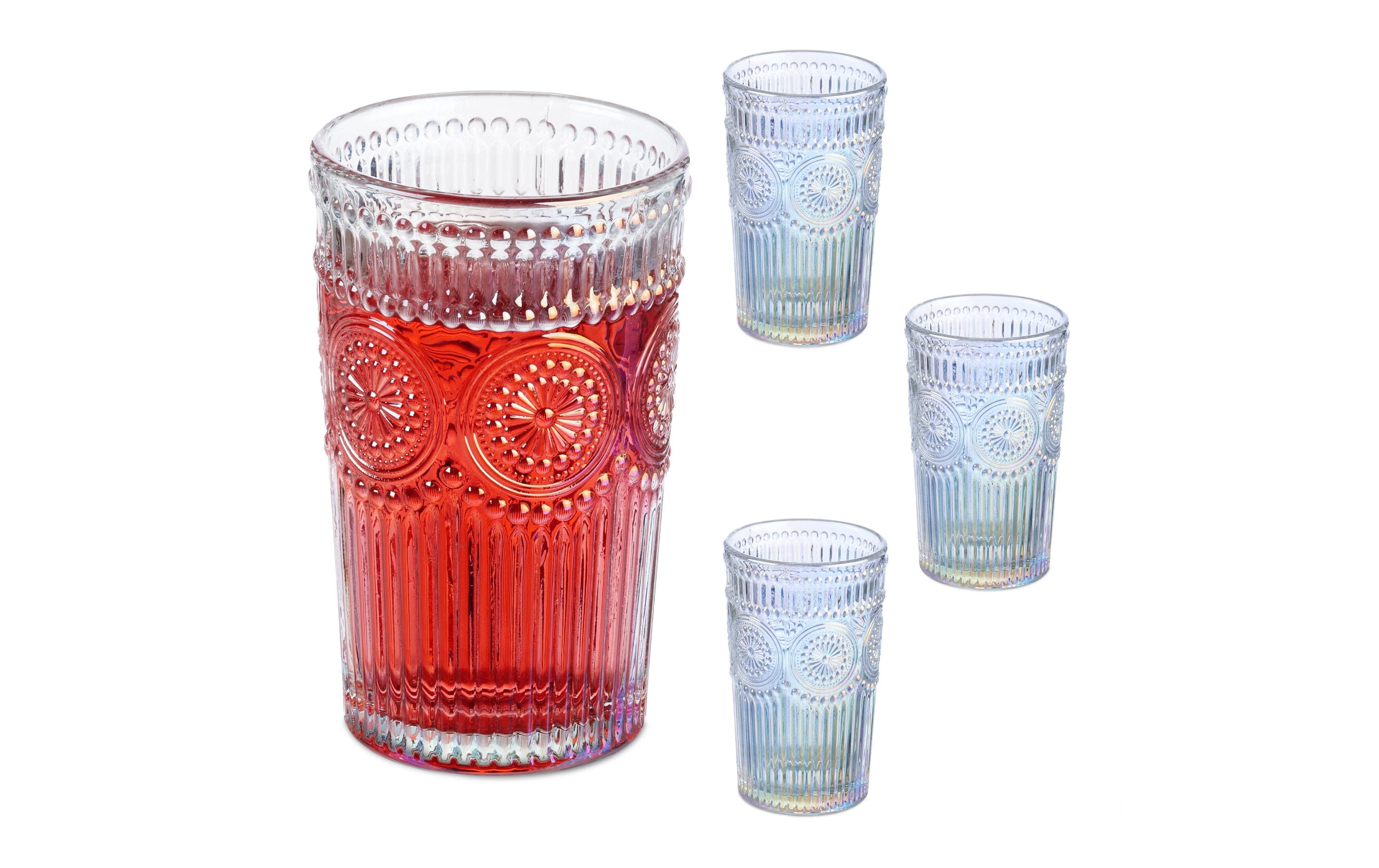 relaxdays Trinkglas Vintage 4er Set, Mehrfarbig, 360 ml