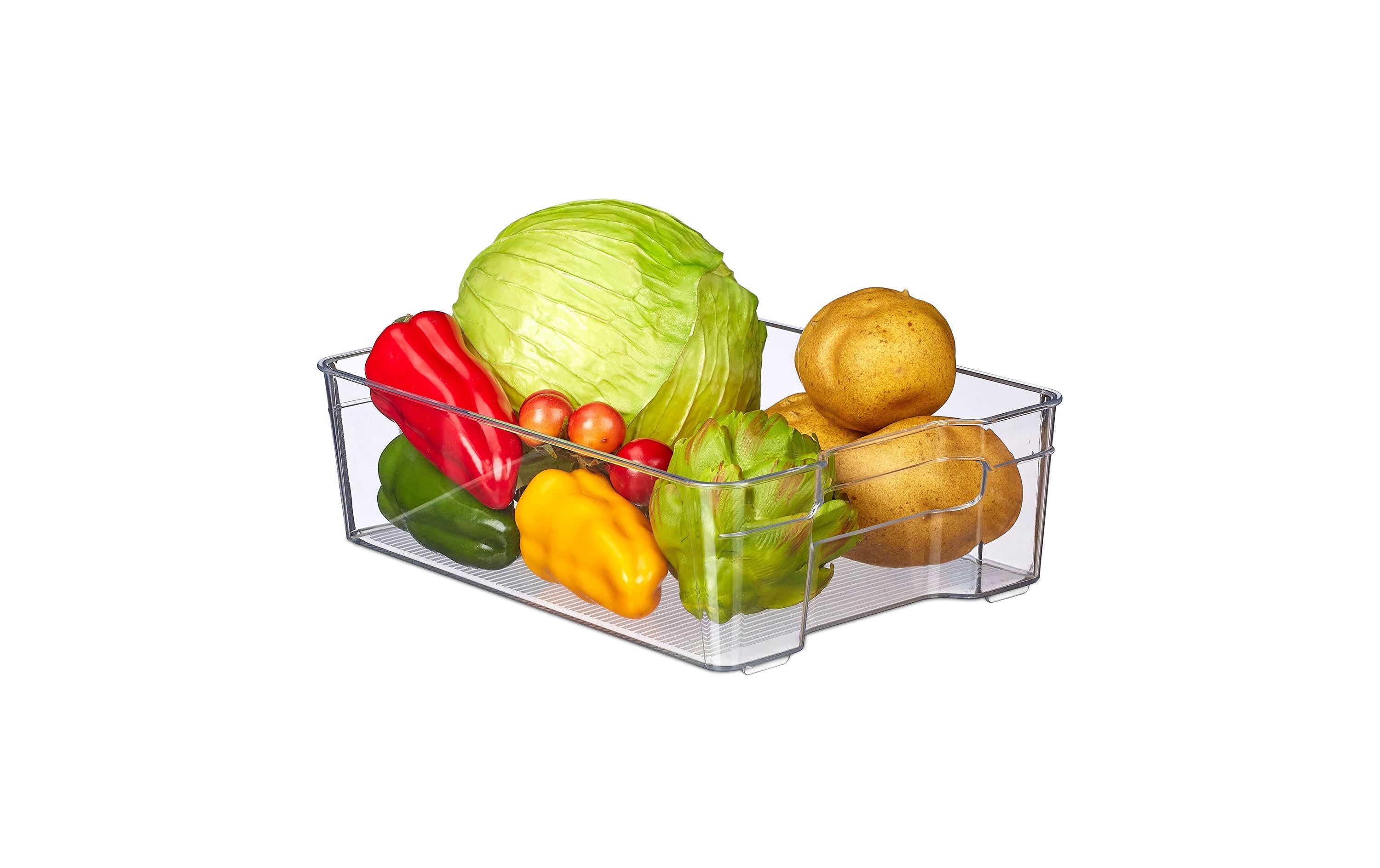 relaxdays Kühlschrankorganizer mit Griff Transparent