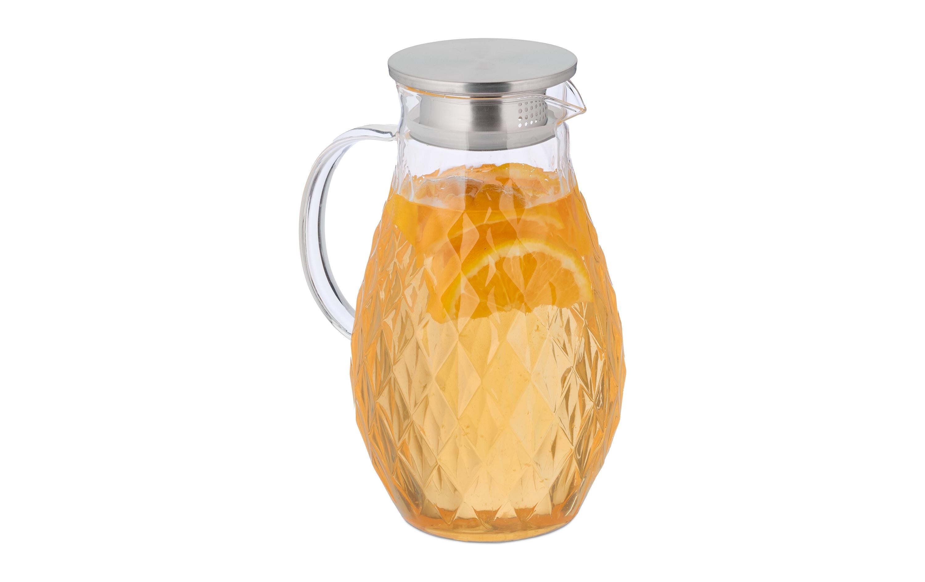 relaxdays Krug 2 Liter, Silber/Transparent