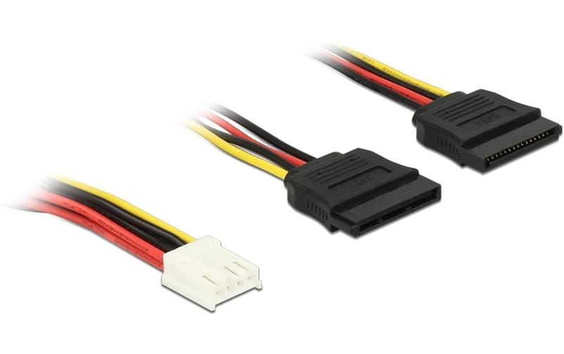 Delock Stromkabel 0.3m, Floppy 4p/2x SATA 15p 30 cm