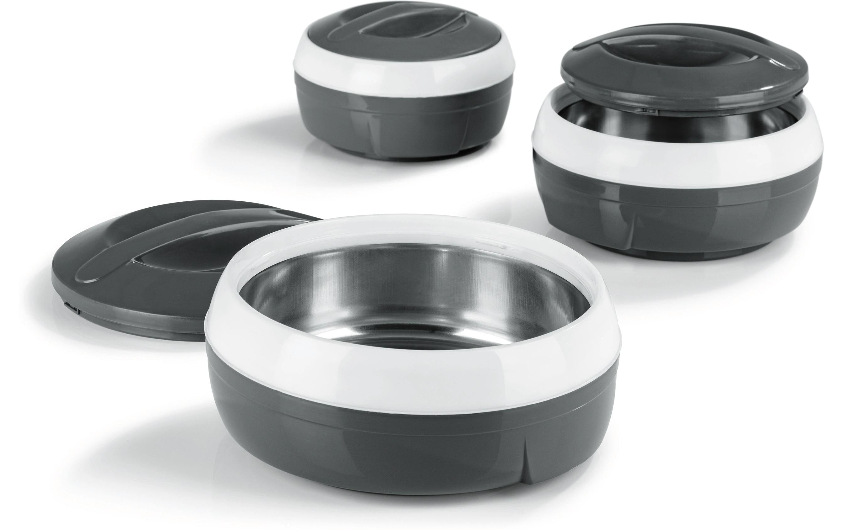 GOURMETmaxx Thermo-Schüssel Set 3 Tlg. Grau/Weiss