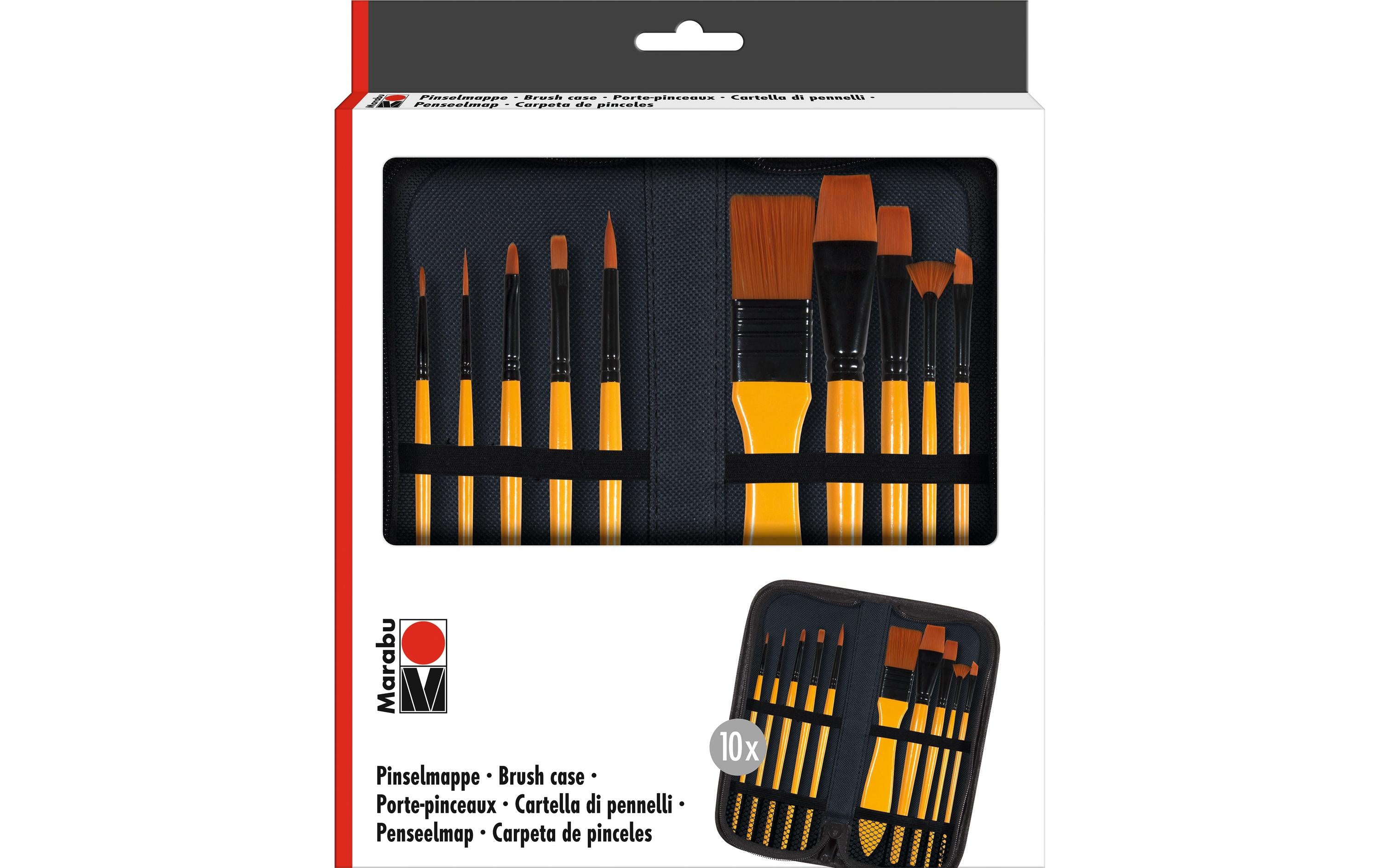 Marabu Acrylpinsel Pinselmappe Set 10 Stück