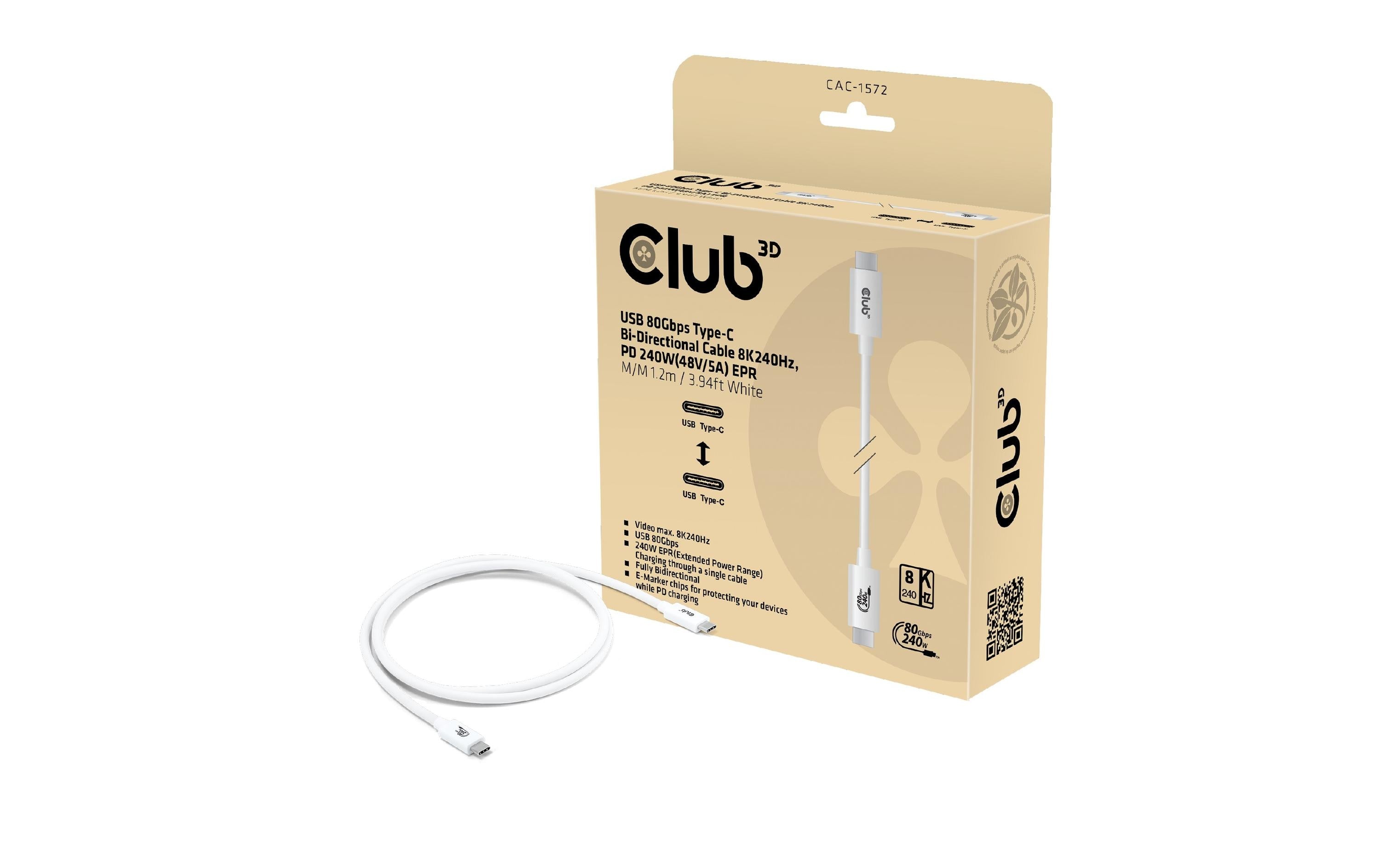 Club 3D USB-Kabel CAC-1572 USB C - USB C 1.2 m
