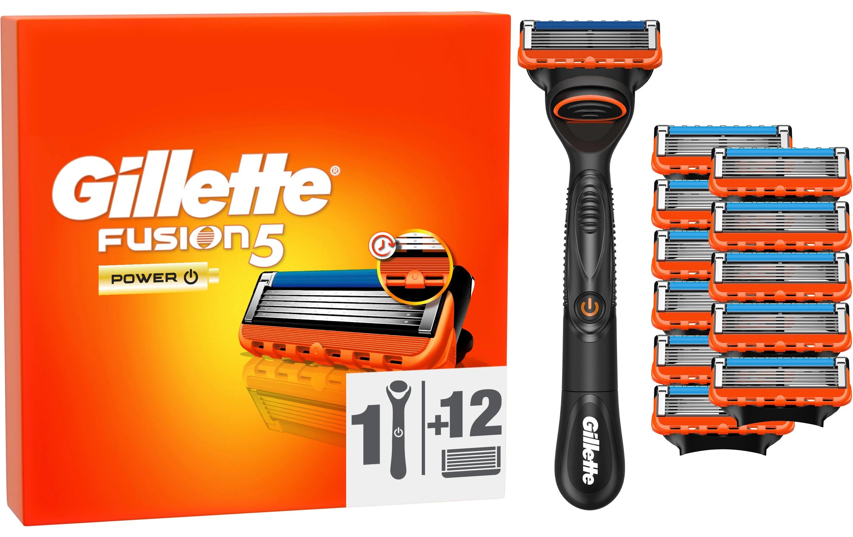 Gillette Herrenrasierer Gillette Fusion5 Power 12er + Handstück