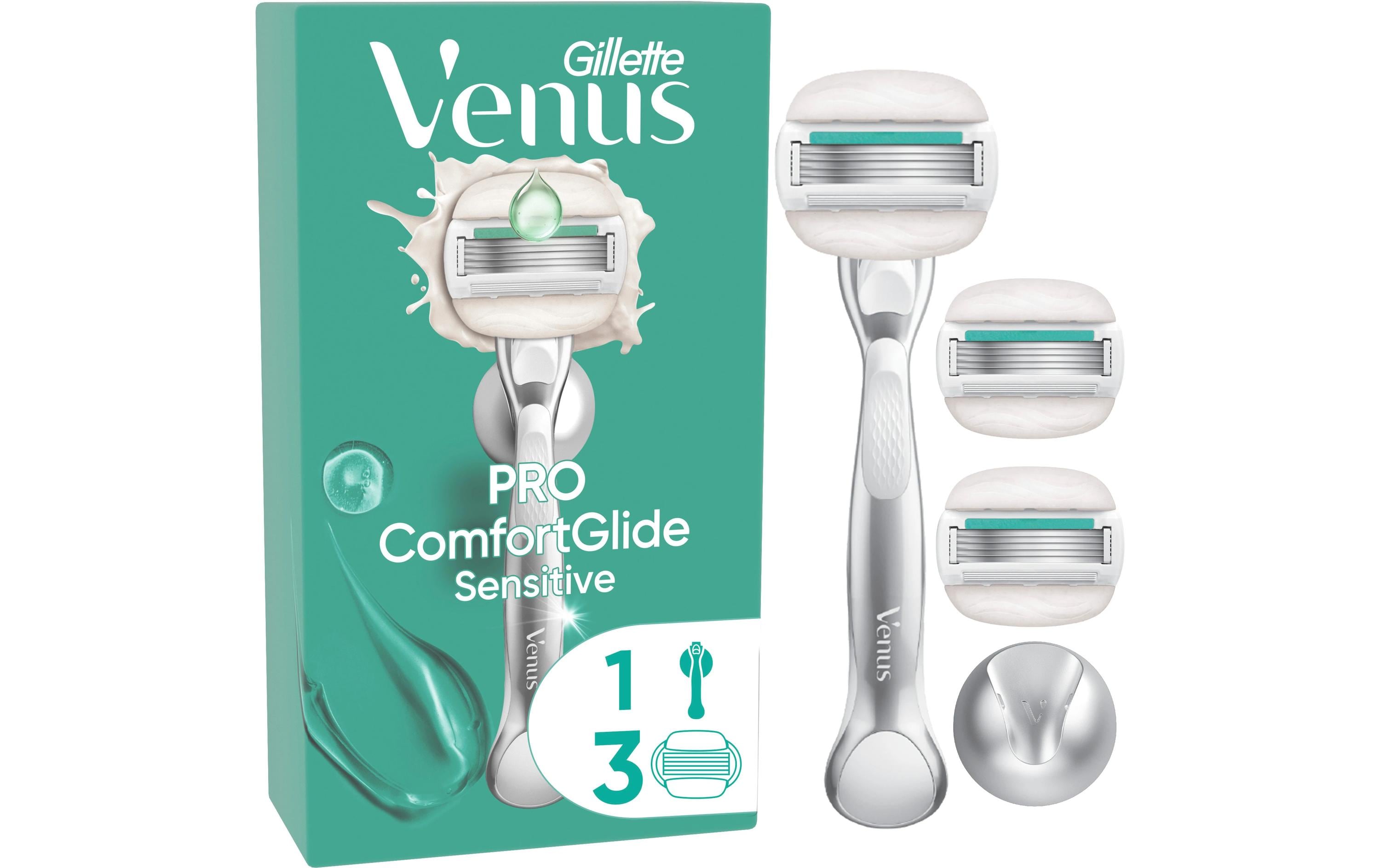 Gillette Venus Damenrasierer Pro ComfortGlide Sensitive 3er + Handstück