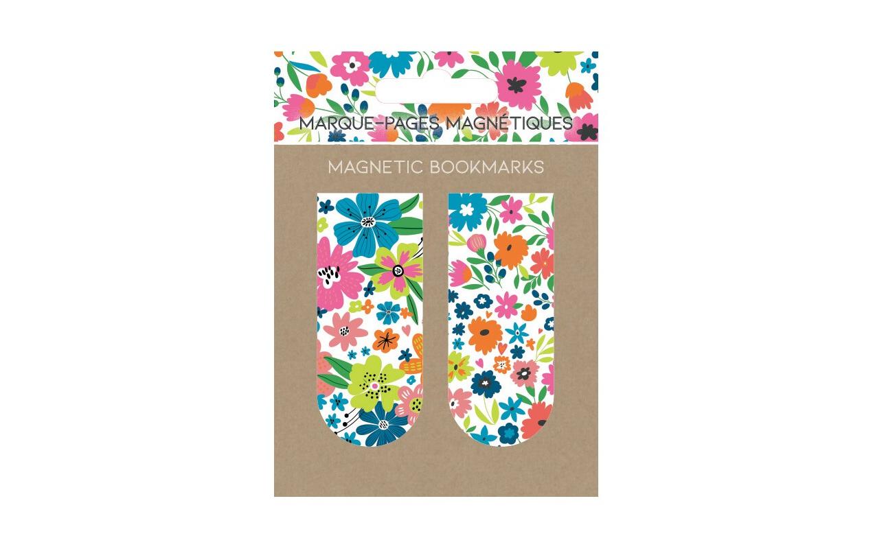 Cart Lesezeichen Blumen Mehrfarbig, 2 Magnete