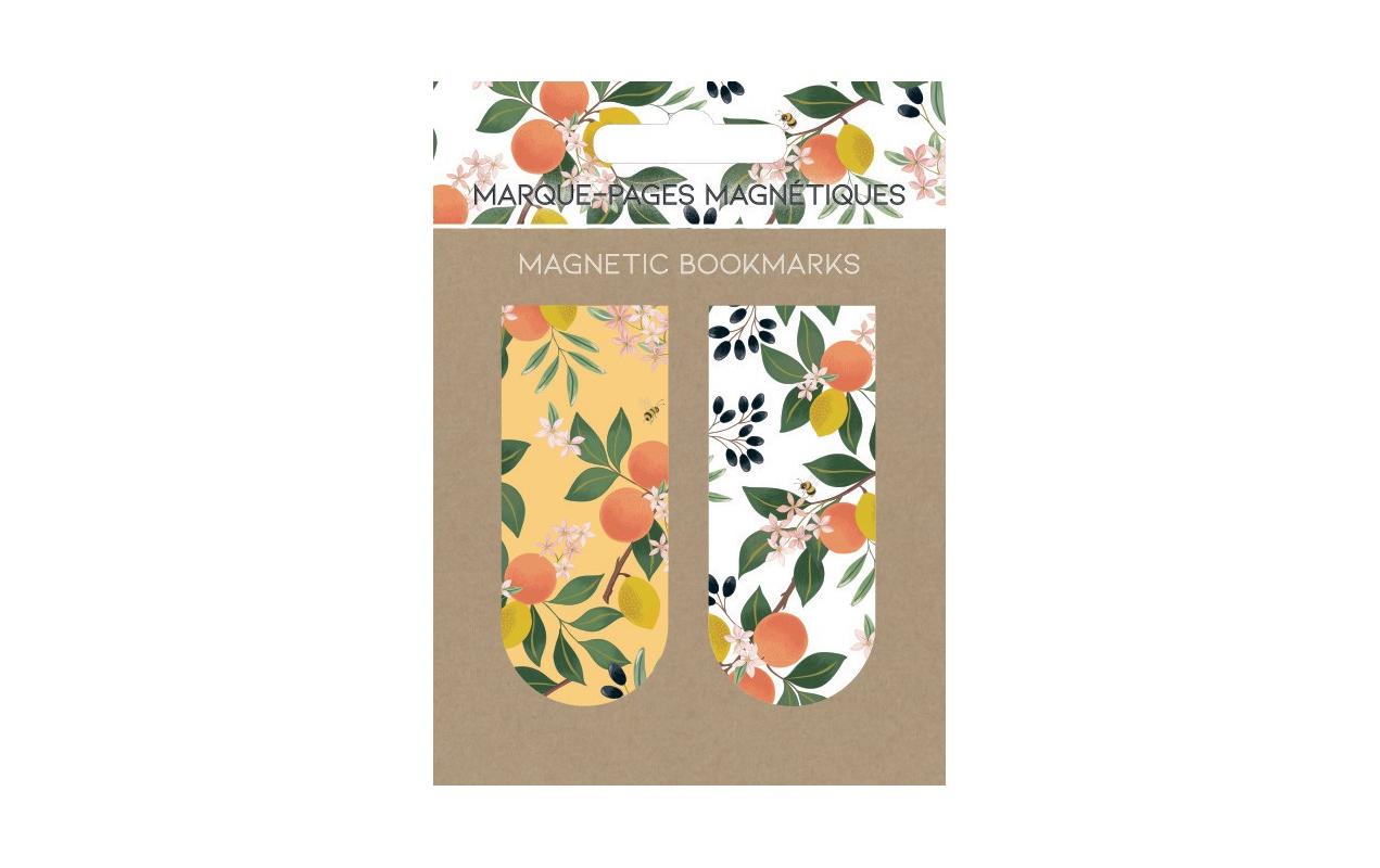 Cart Lesezeichen Blumen Orange/Weiss, 2 Magnete