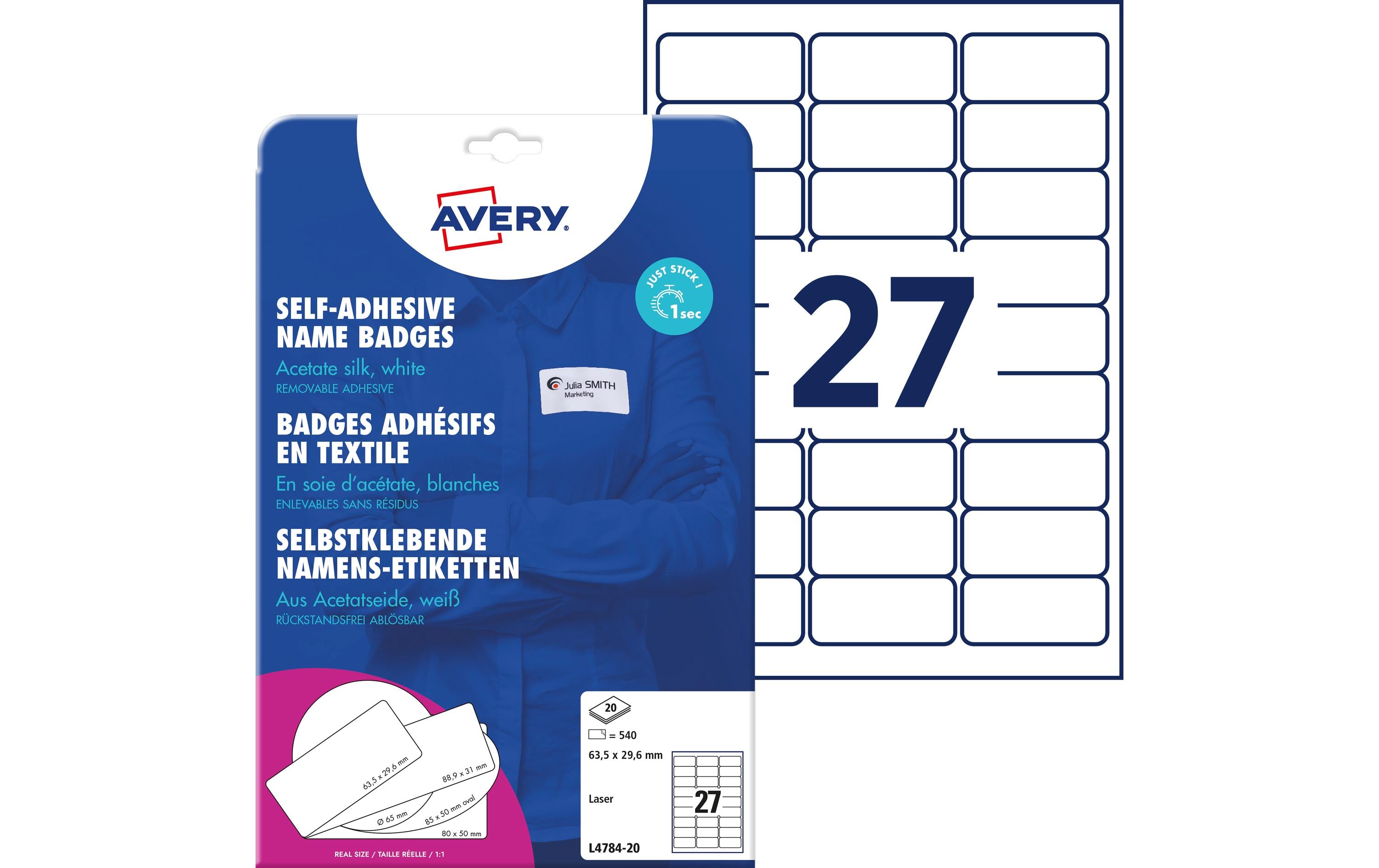 Avery Zweckform Namensetiketten L4784-20 63.5 x 29.6 mm